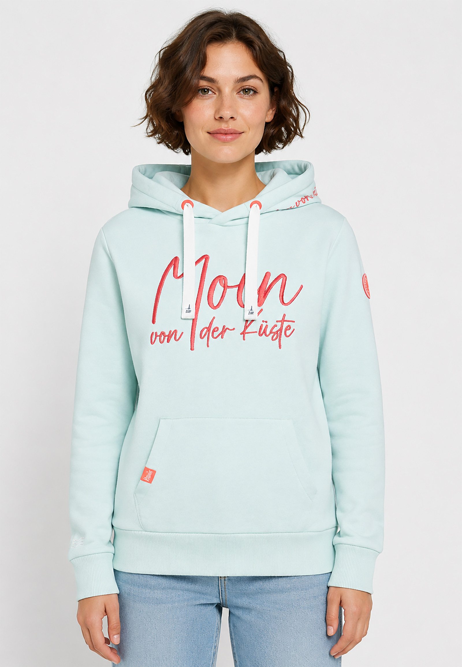 Eight2Nine Hoodie Kapuzenpullover Eingrifftaschen Sweat für Damen (1-tlg) Baumwolle Normal Fit Kapuze Langarm Einfarbig atmungsaktiv