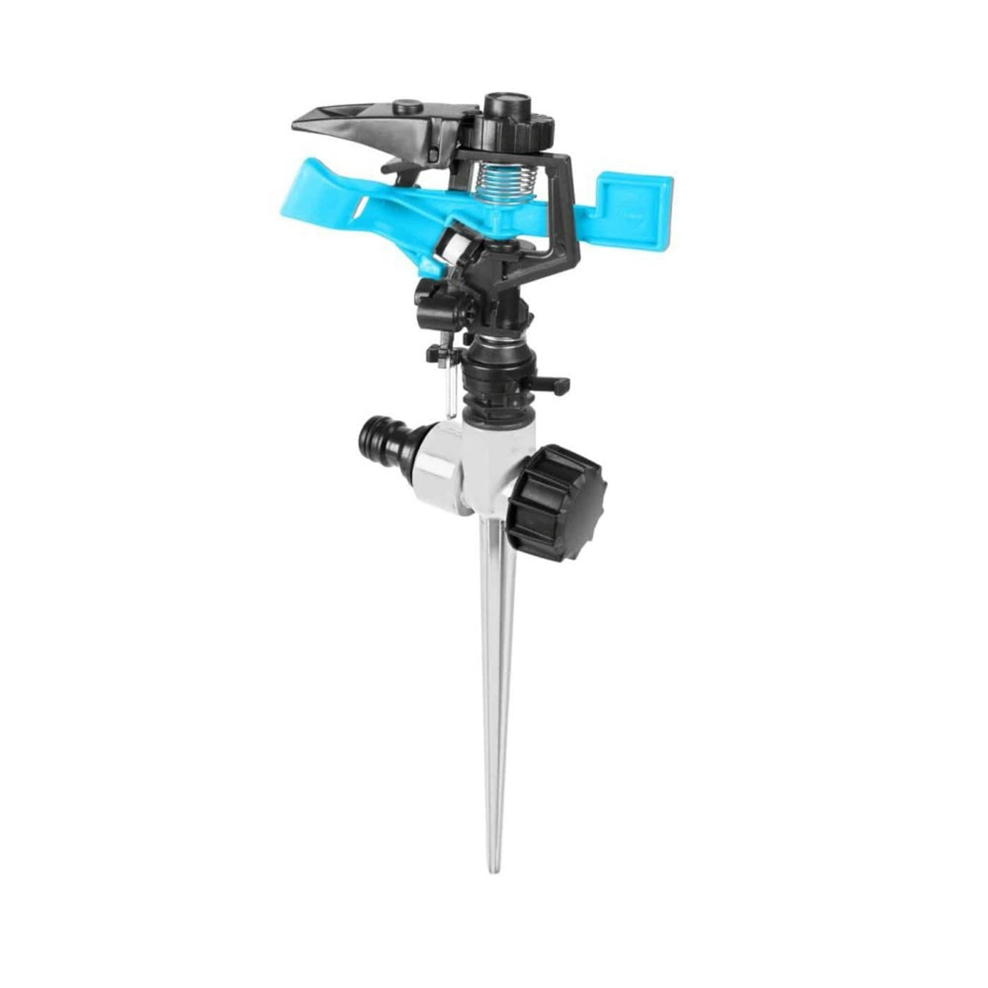 Cellfast Flächenregner Gartenbewässerung, Impulsregner, Erdspieß Regner, Einstellbar, 360°, Boni