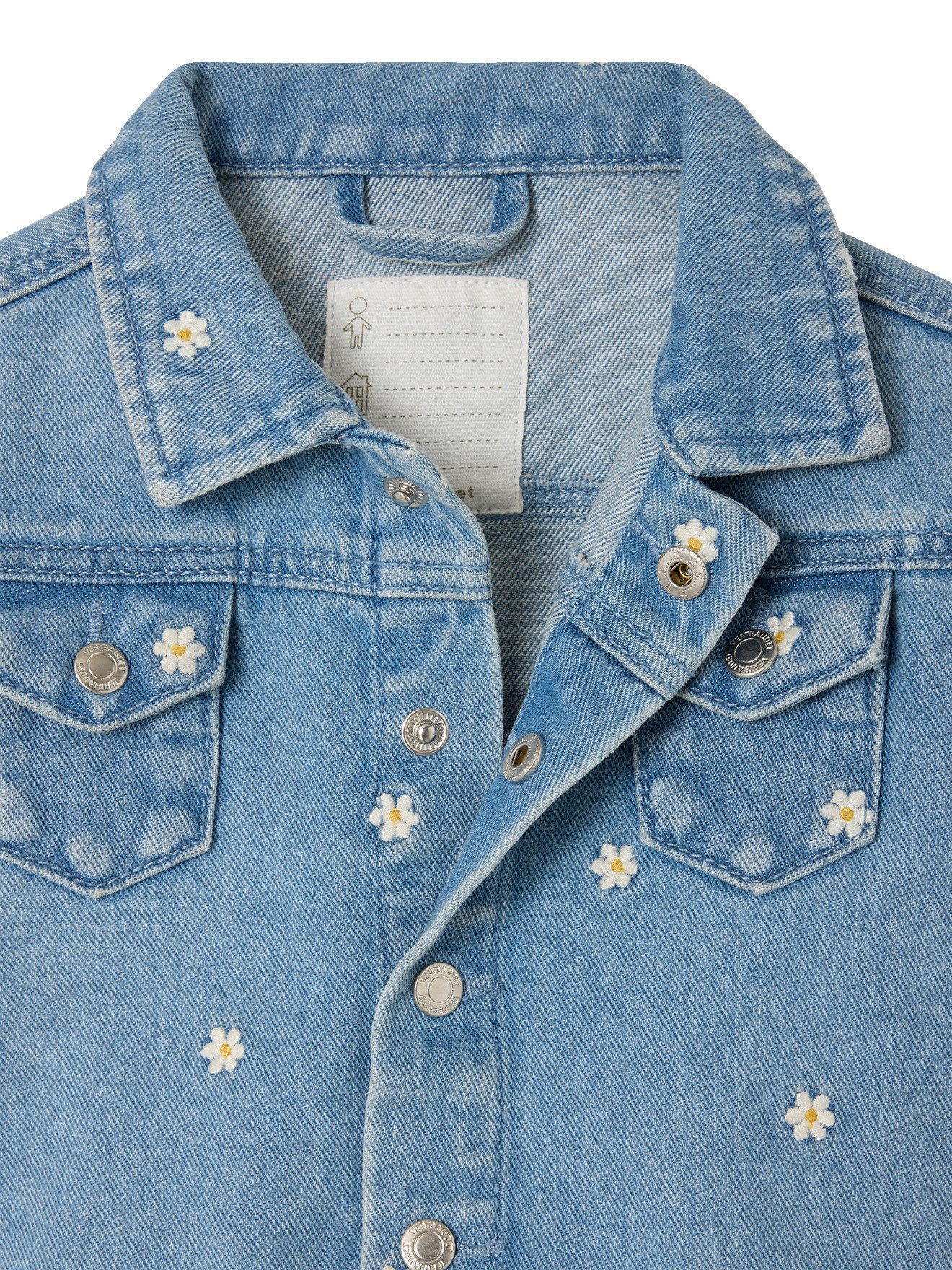 vertbaudet Blouson Baby Jeansjacke mit Gänseblümchen-Stickerei