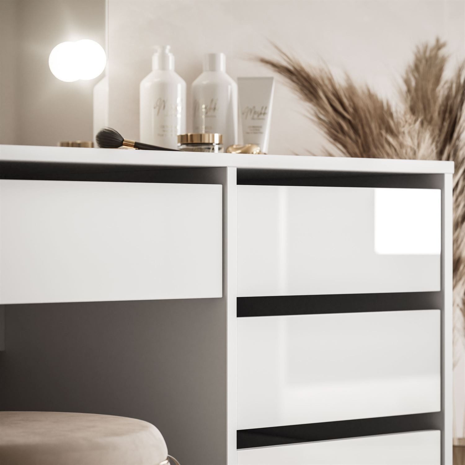 yourhouse24 Schminktisch Hollywood MADI DOUBLE ELITE inkl. dimmbarem LED-Spiegel (152 cm) – Bild 5 von 5