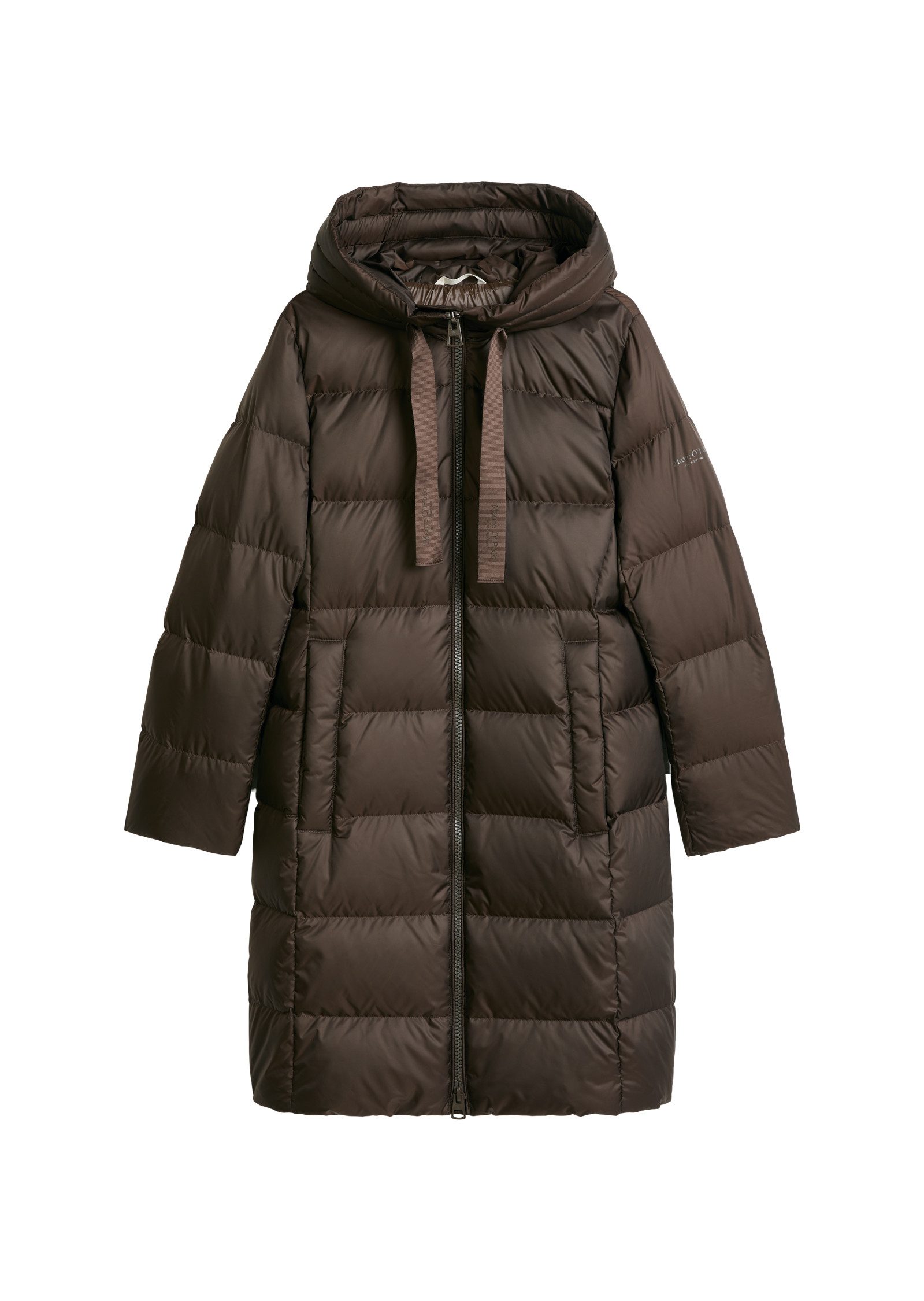 Marc O'Polo Daunenmantel mit 2-Way-Zipper und Label-Band an der Kapuze