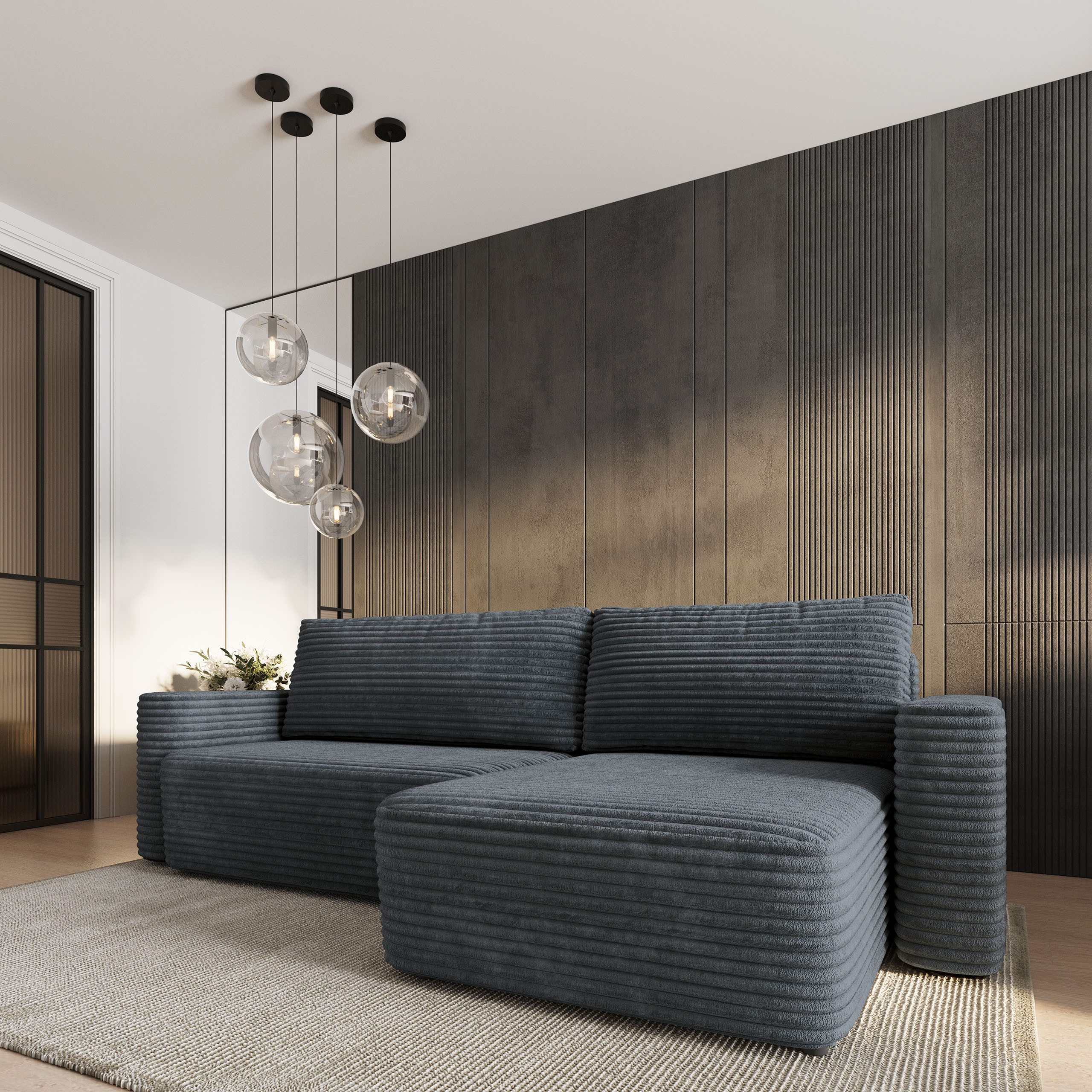 Masseno Ecksofa TELIN mit Schlaffunktion L-Form, Sofa mit Bettkasten