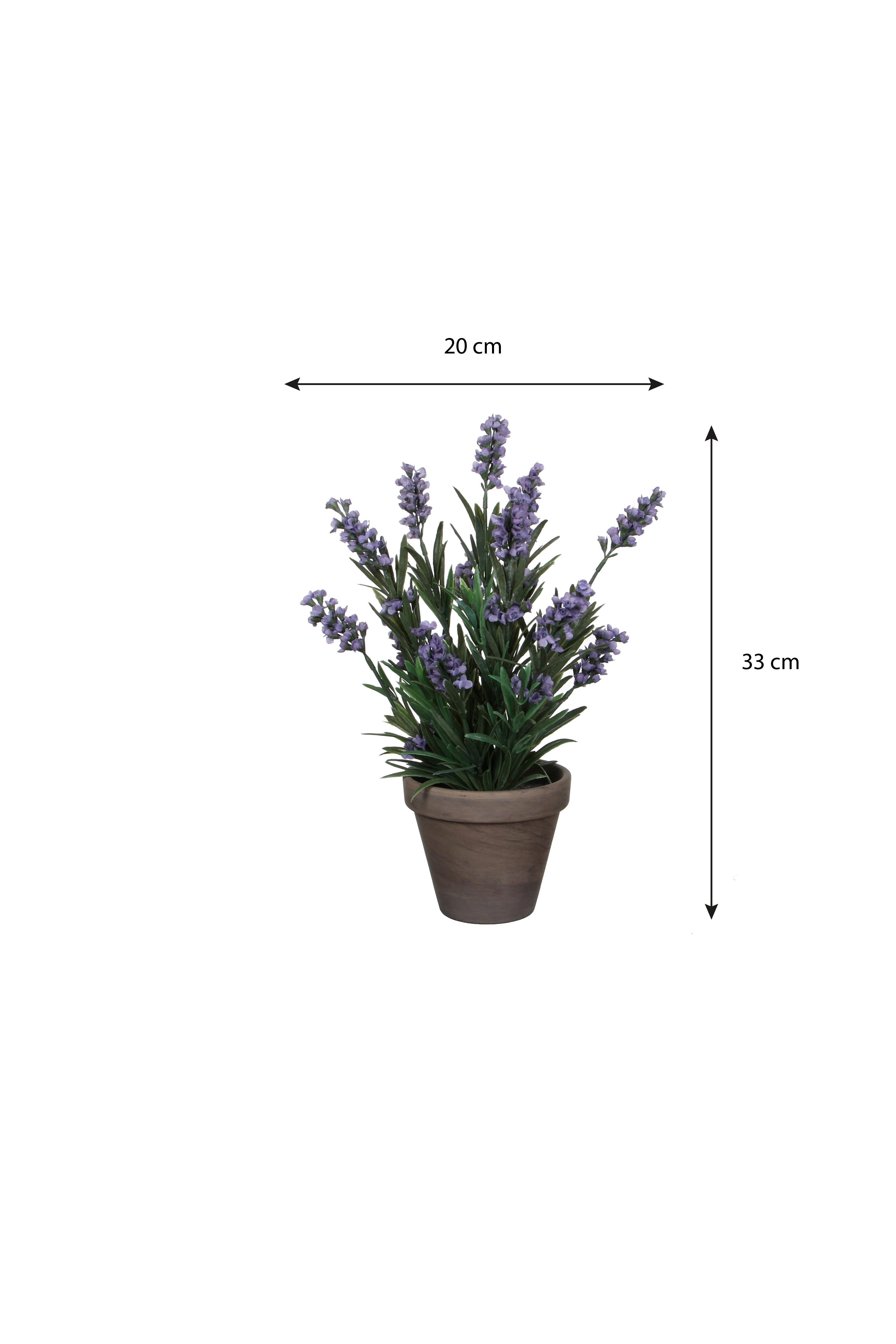 Kunstpflanze Mica Decorations Lavendel blau in Topf Stan grau d11,5cm - h33xd20cm, Mica Decorations, Höhe 33 cm