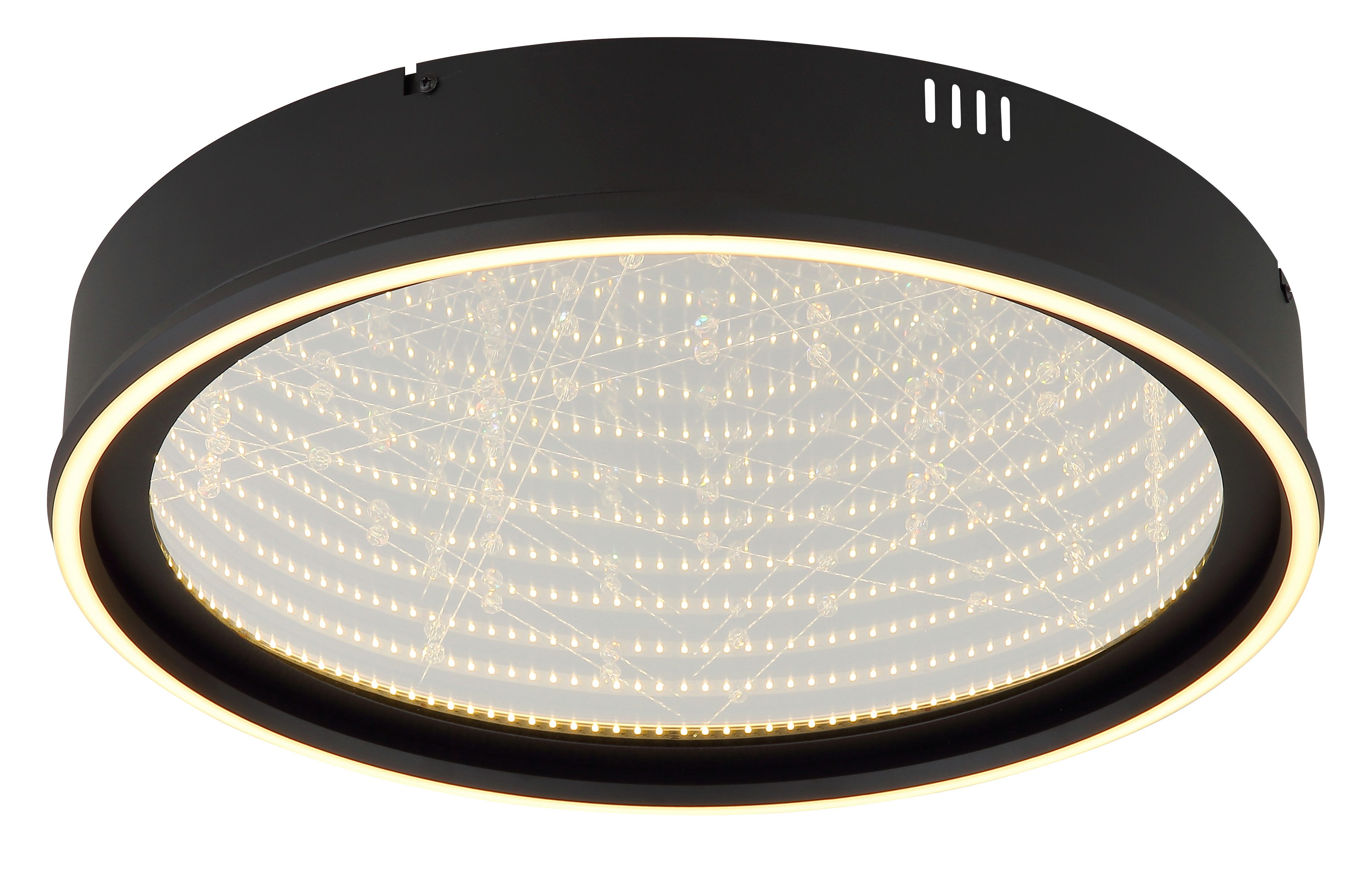 GLOBO LIGHTING Deckenleuchte MIRRORA, LED fest integriert, Schwarze Deckenleuchte mit 3D-Glas, RGB, Fernbedienung, LED 40W