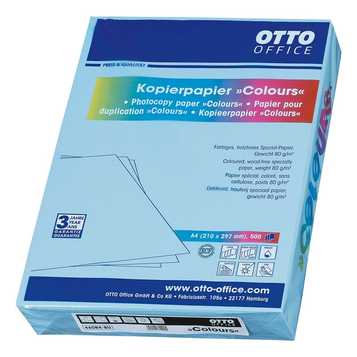 Otto Office  Office Drucker- und Kopierpapier COLOURS, Intensivfarben, Format DIN A4, 80 g/m² blau