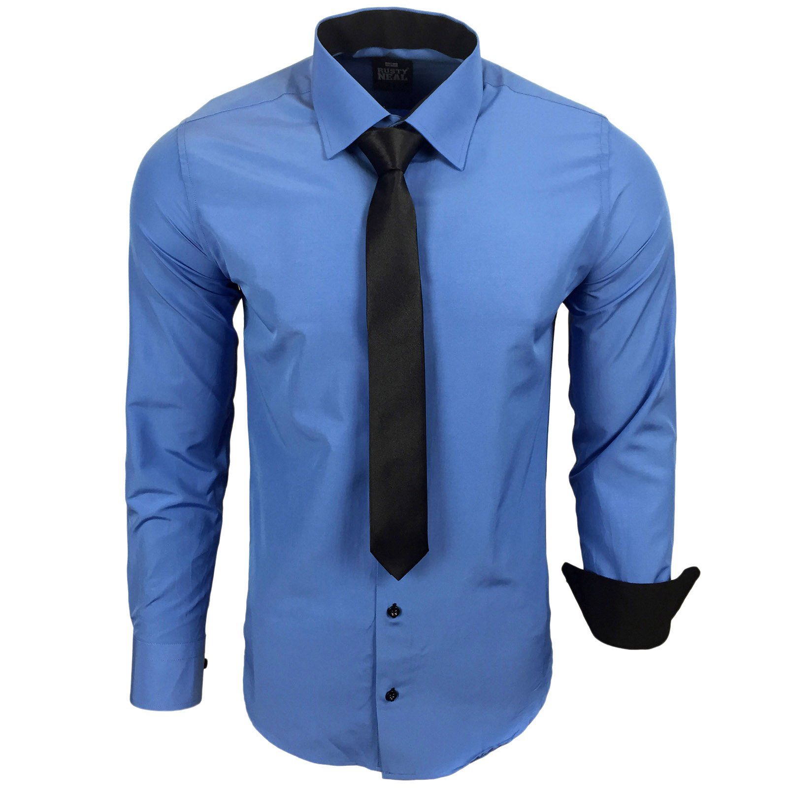 Rusty Neal Langarmhemd im körpernahen Schnitt royalblau | Hemden