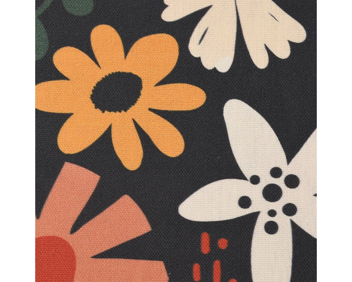 Thumbnail - SCHÖNER LEBEN. Stoff Dekostoff Baumwollstoff Halbpanama Blumen Blüten schwarz bunt 1,40m