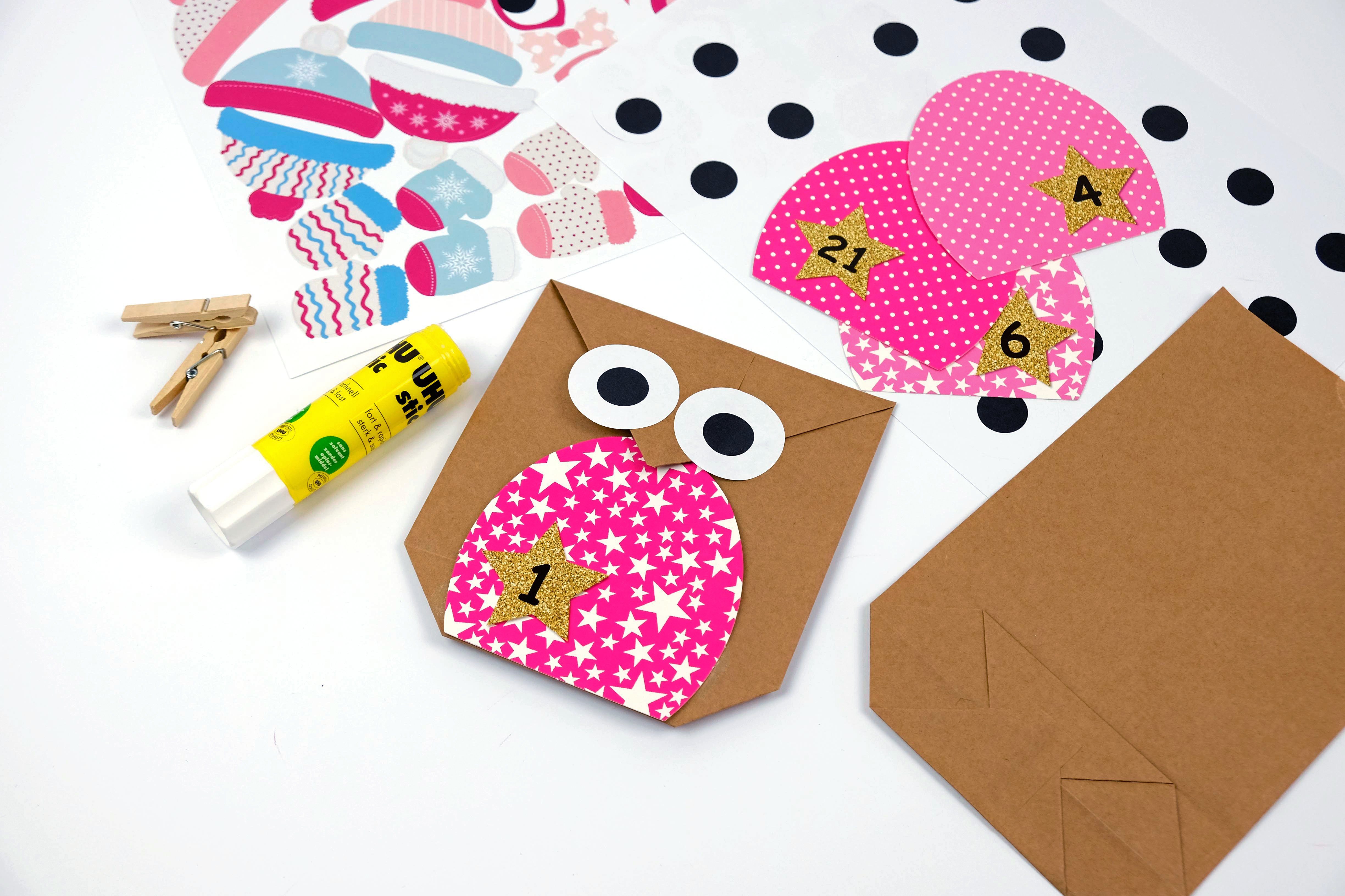 PAPIERDRACHEN Adventskalender DIY Adventskalender - Weihnachtseulen - (24-tlg)