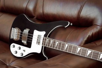 Rocktile E-Bass Elektrobass (Longscale Bassgitarre, Humbucker, Single Coil), Griffbrett mit Perloid Inlays