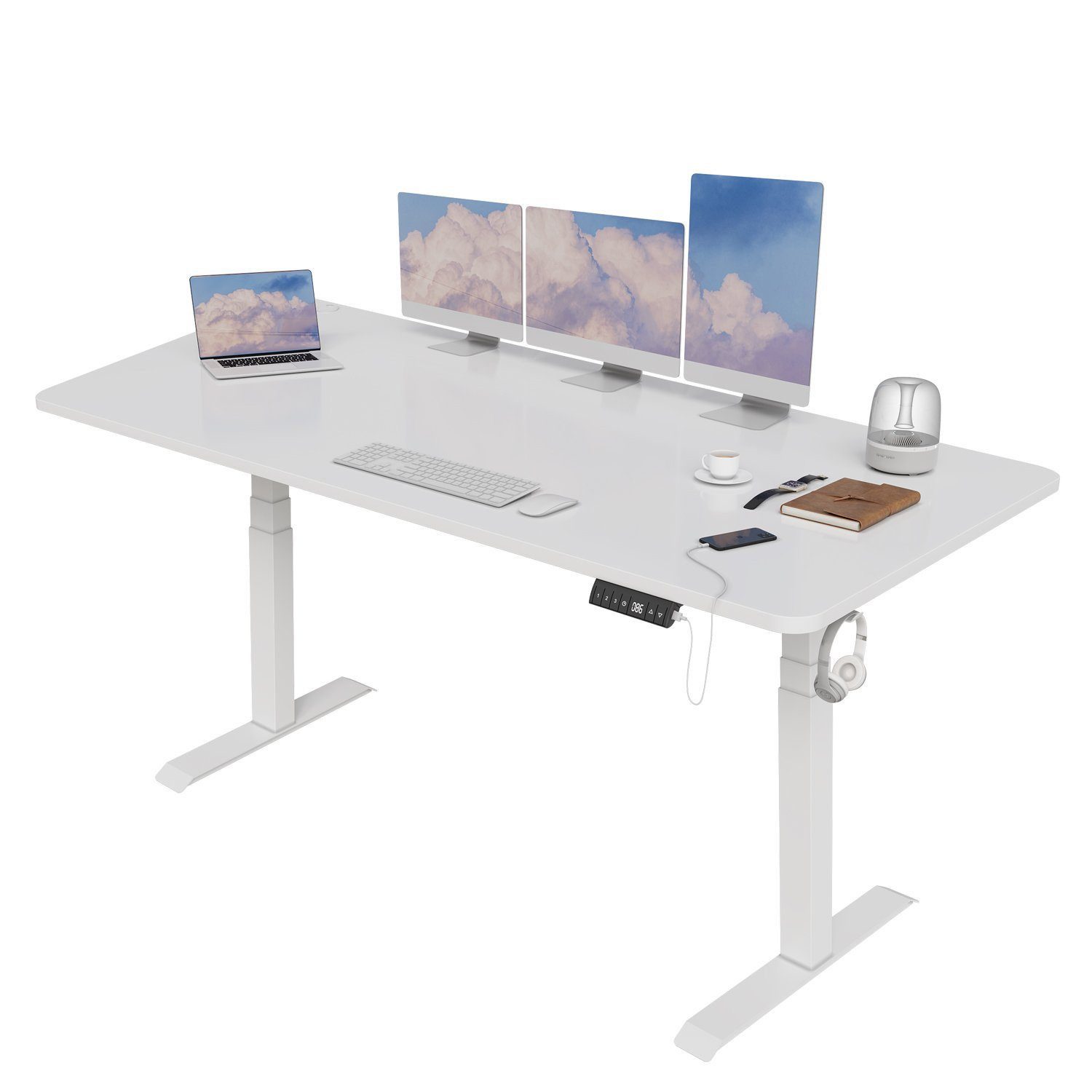 HOMALL Schreibtisch Höhenverstellbar Höhe 160*80/180*80cm mit günstig online kaufen