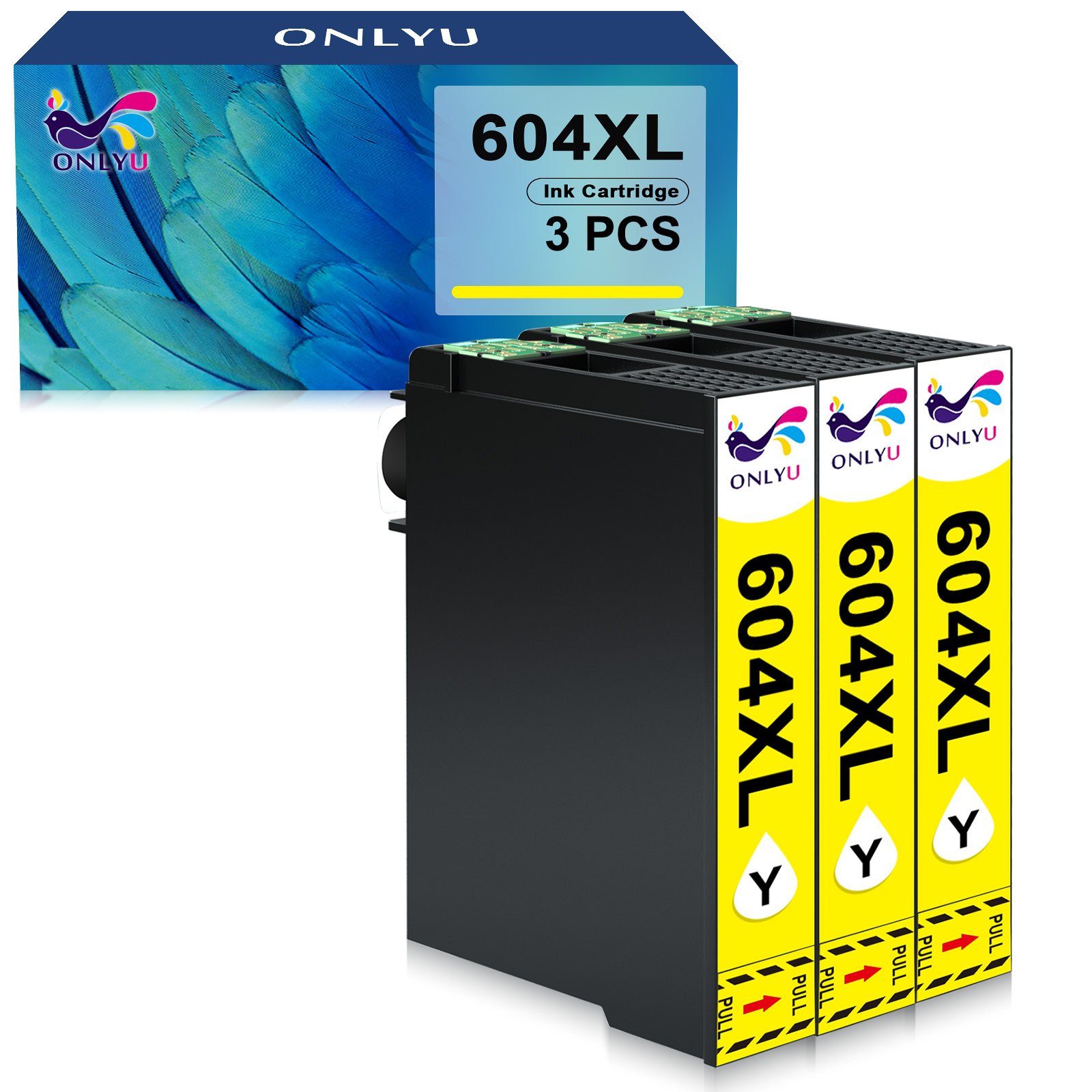 XP-2200 XP-4200 WF-2910DWF Epson XP-4250) XP-4205 Schwarz/Cyan/Magenta/Gelb Epson XP-3205 für (für XP-2205 3Gelb WF-2935DWF Tintenpatrone ONLYU WF-2930DWF 604XL XP-3200 WF-2950DWF, Druckerpatronen ersetzt 604