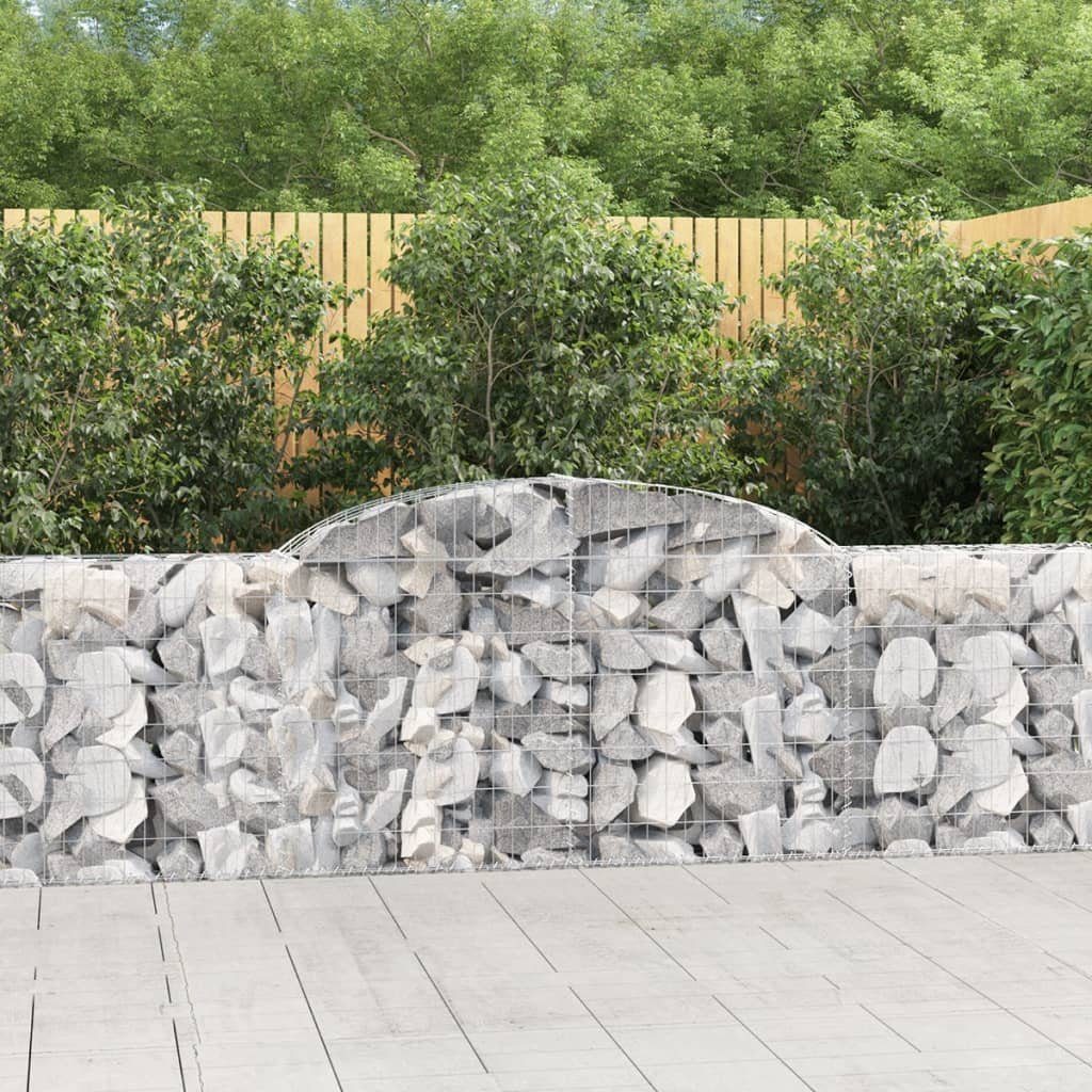 vidaXL Blumentopf Gabione mit Hochbogen 300x30x80/100 cm Verzinktes Eisen (1 St)