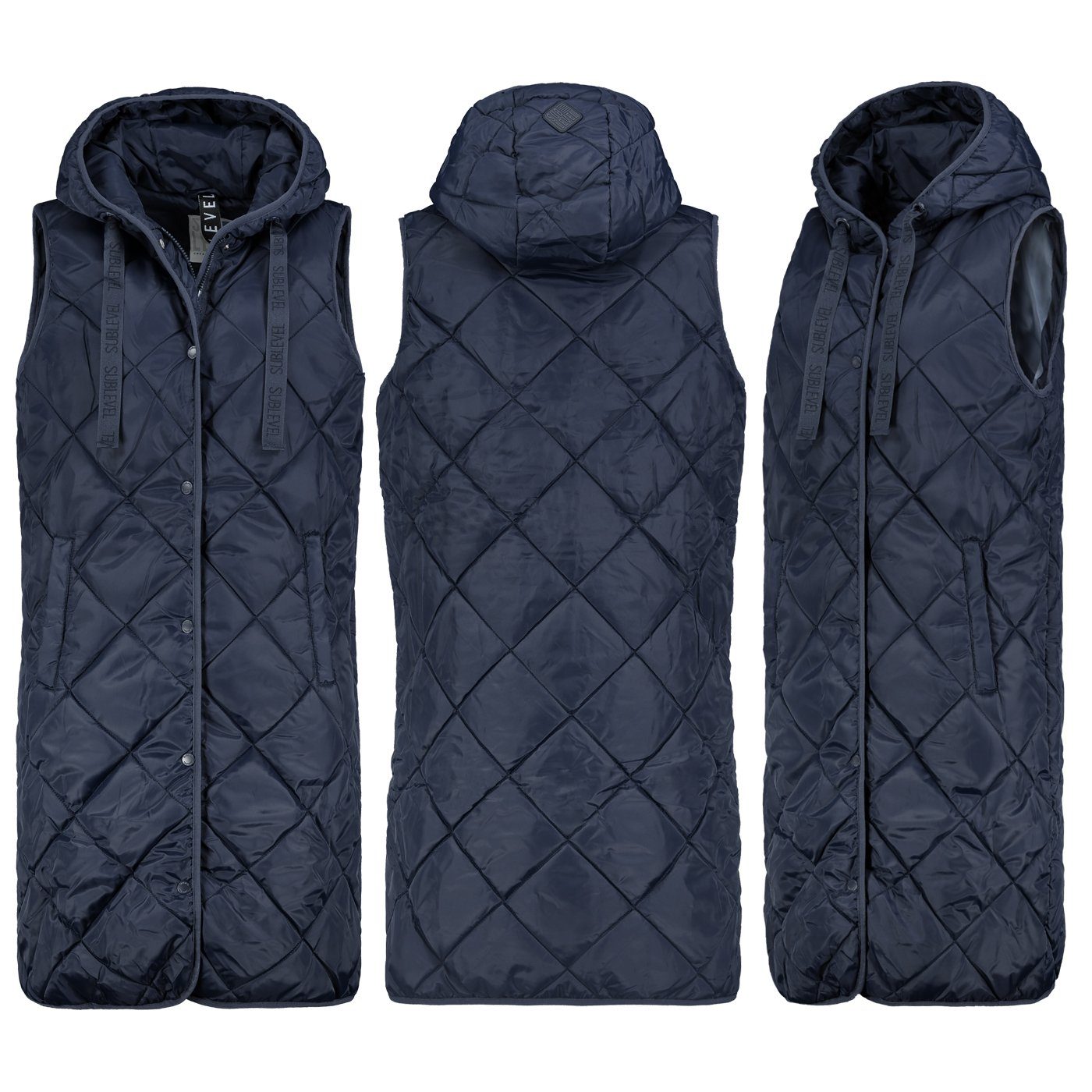 SUBLEVEL Steppweste Lange Stepp weste Kapuze Übergangs Herbst Winter Windbr günstig online kaufen