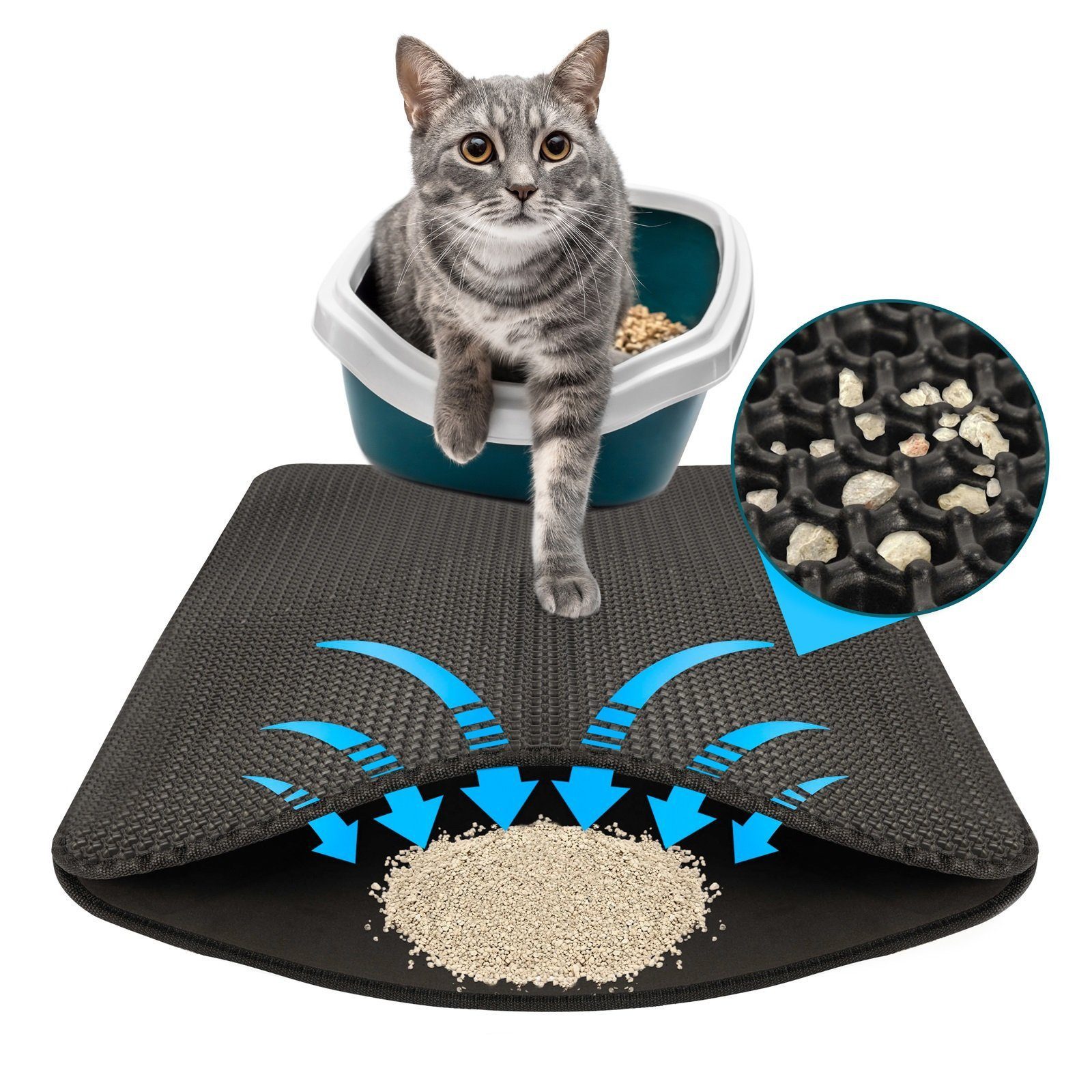Karat Katzentoilette Katzenstreumatte Charly, Doppelschichtiges Waben-Design, Verschiedene Farben