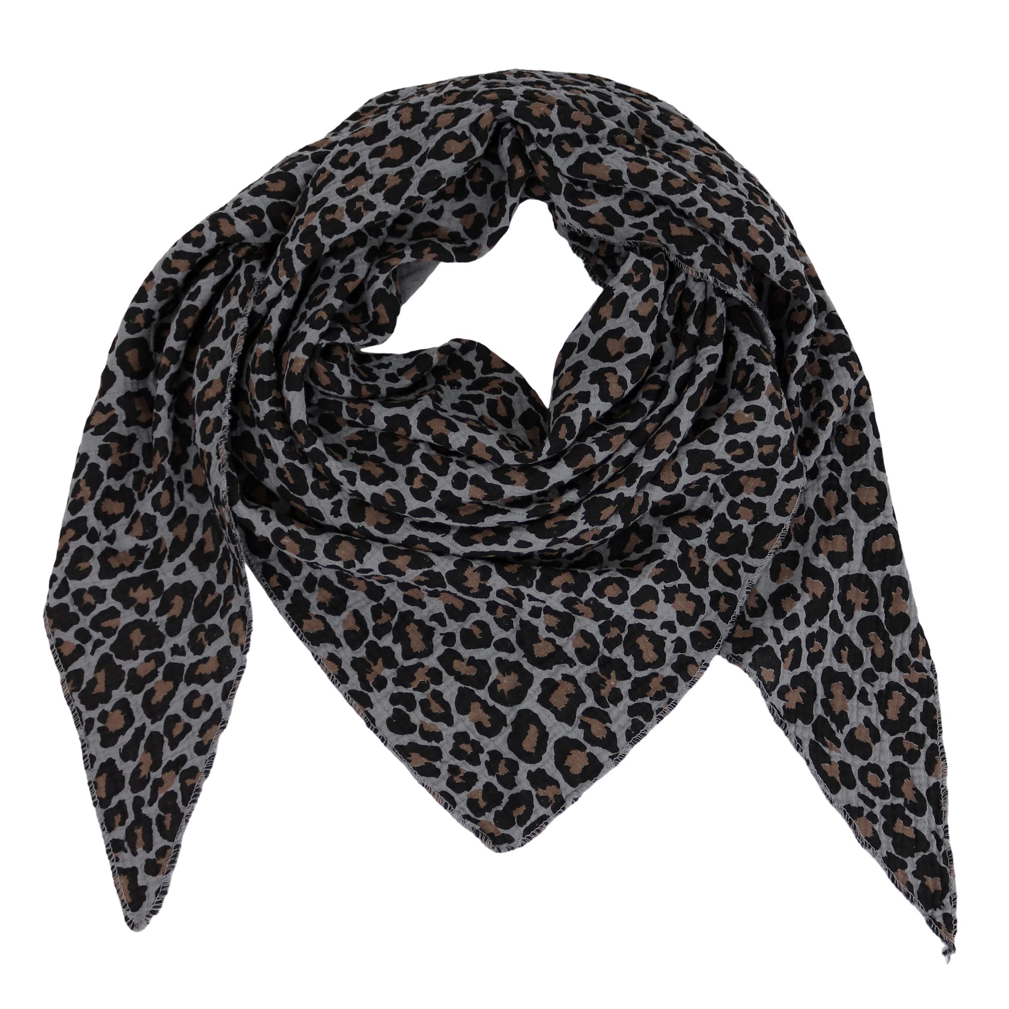 MIRROSI Dreieckstuch Aus Musellin Dreiecksschal ca.200x80 cm, Made in Italy, (Leicht ideal für das ganze Jahr, 100% Baumwolle), in tollen Farben (Leo Muster oder Unifarben)