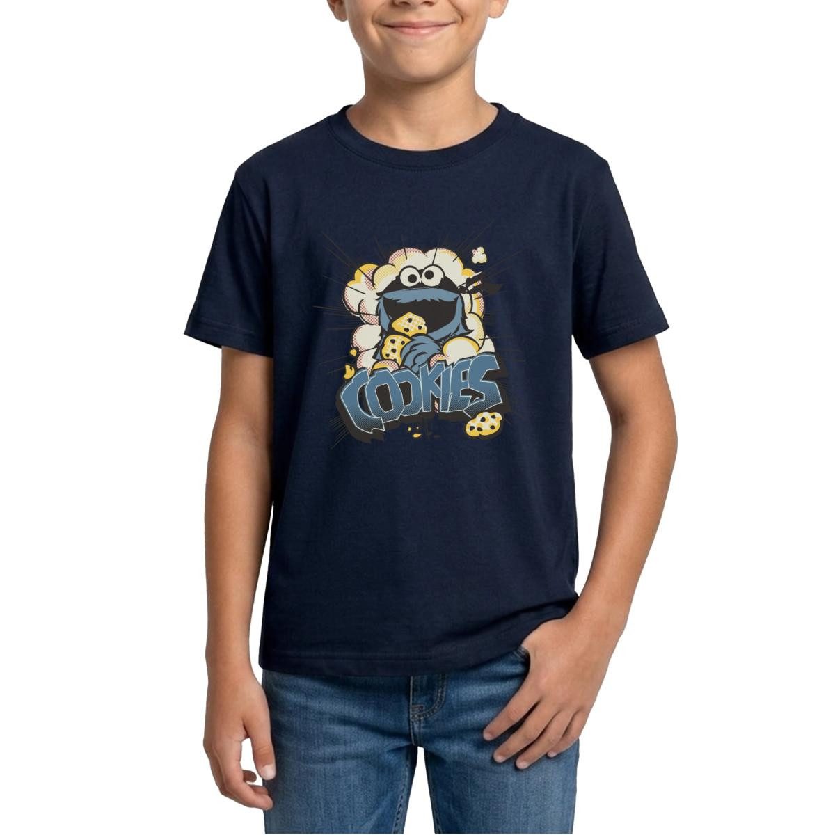 T-Shirt Sesamstraße Design Mit Krümelmonster Und Cookies Teenager T-Shirt