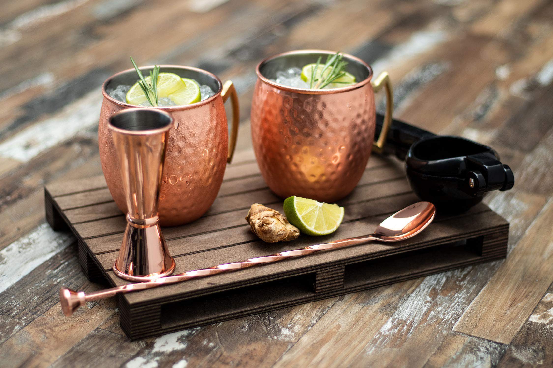 Buddy's Cocktail-Set Buddy´s Bar, (Set, 5-tlg), 2 x 500 ml Becher, 27 cm Barlöffel, 5 cl Barmaß & schw. Limettenpresse