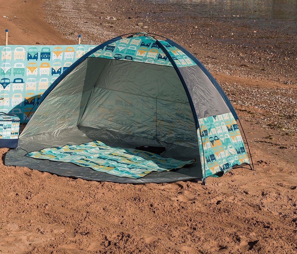 für mit Volkswagen blauen Bulli 50+ Design, UV-Schutz im Strandmuschel Transporttasche), Sonnenschutz 2 by Collection (Mit Tragetasche VW Strandzelt BRISA Personen, 2 Personen: