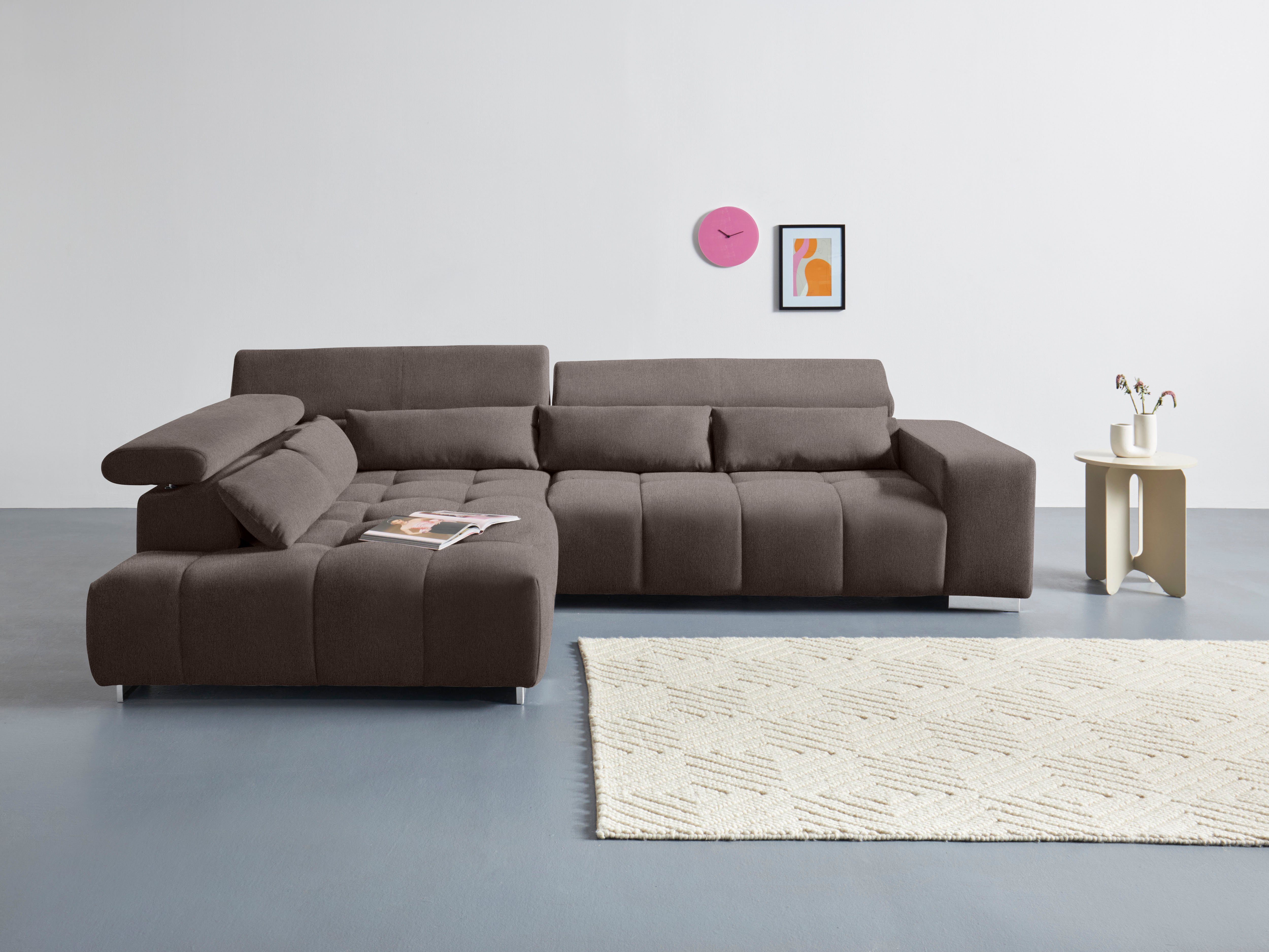 COTTA Ecksofa "Orion L-Form", mit Kopfteilverstellung & 5 Nierenkissen günstig online kaufen