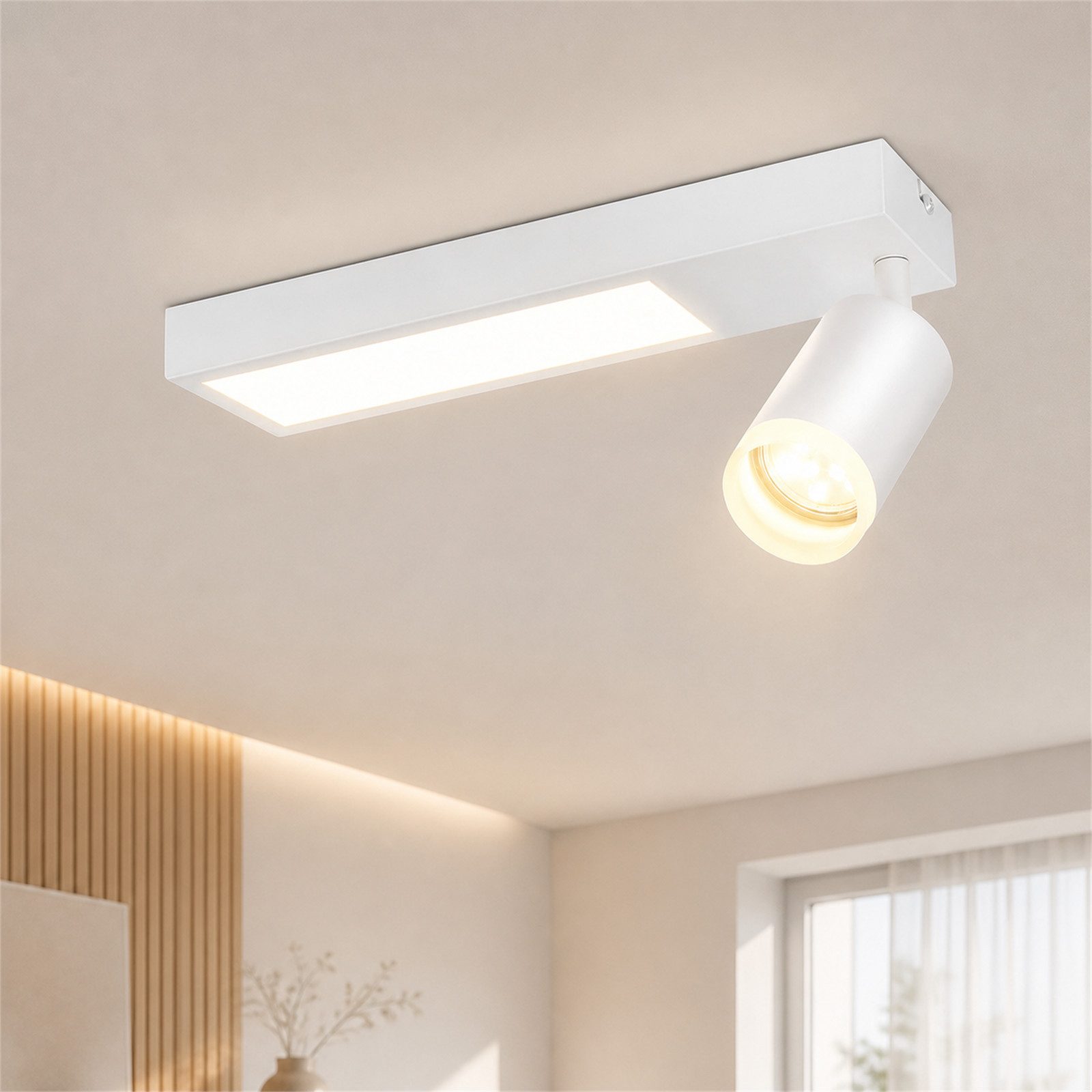 ZMH Deckenstrahler 1 Flammig 10W Schwarz/Weiß GU10 Deckenleuchte 3000K Schlafzimmer, ohne Leuchtmittel, Warmweiß, Rechteckig Deckenspot Modern Wandleuchte Innen Küche