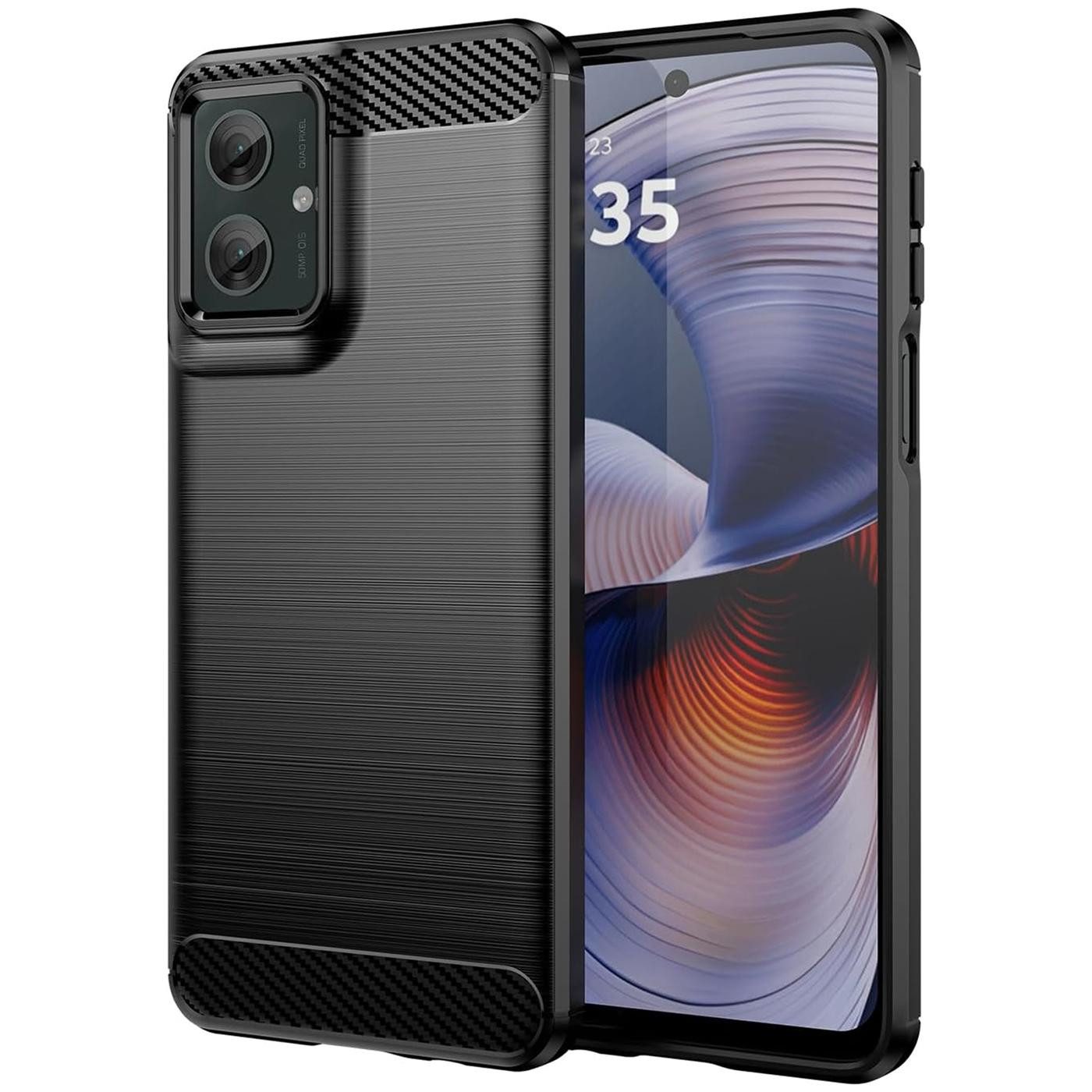 CoolGadget Handyhülle Carbon Handy Hülle für Motorola Moto G55 5G 6,49 Zoll, robuste Telefonhülle Case Schutzhülle für Motorola Moto G55 5G Hülle