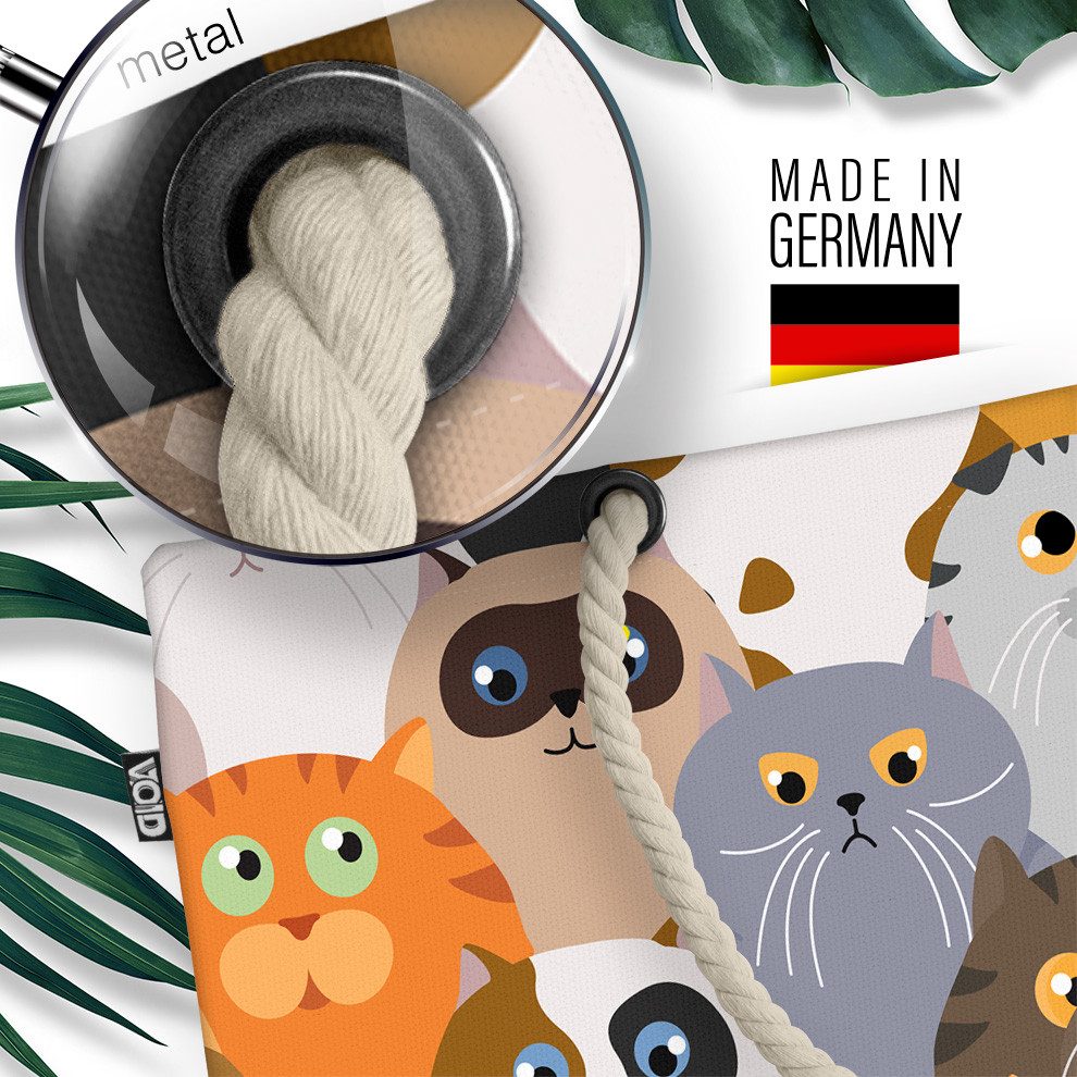 VOID Strandtasche (1-tlg), Cartoon Katzen Beach Bag Haus-Katze Wild-Katze gemustert Haus-Tier Su