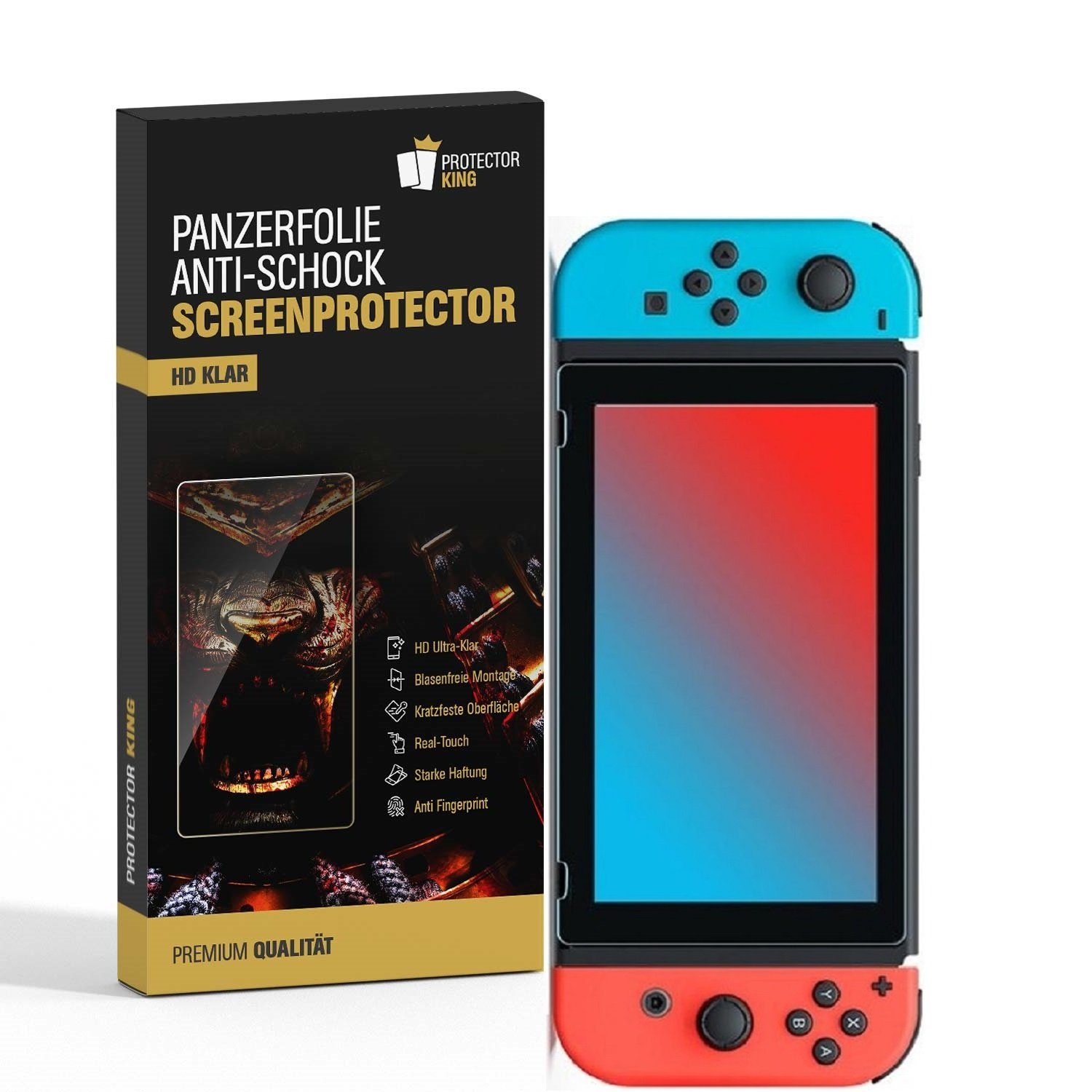 Protectorking Schutzfolie 6x Panzerfolie für Nintendo Switch Displayschutz Schutzfolie KLAR, (6-Stück), ANTI-SPLITTER