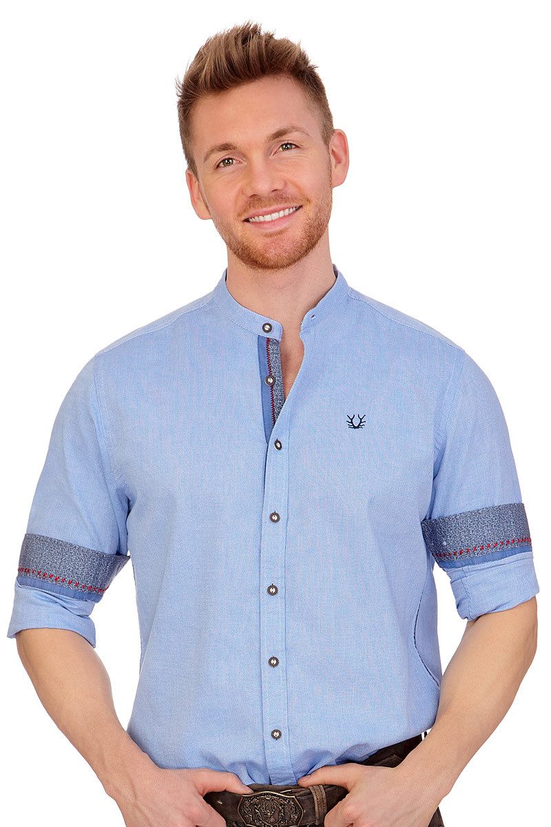 KRÜGER BUAM Trachtenhemd Trachtenhemd - RAFAEL - hellblau, weiß