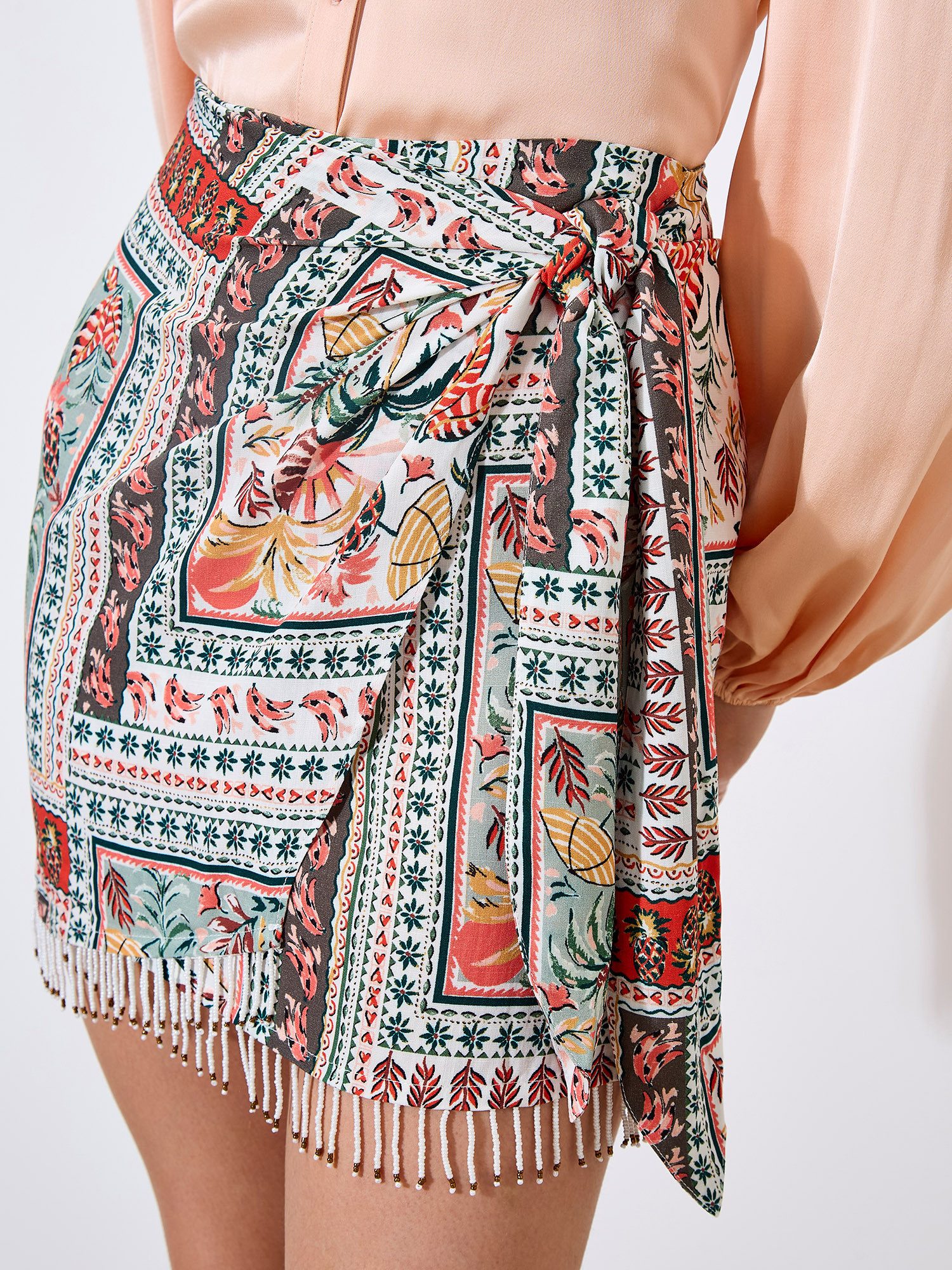 Apricot Minirock Tassel-Rock mit Schaldruck mit tollem Druck günstig online kaufen