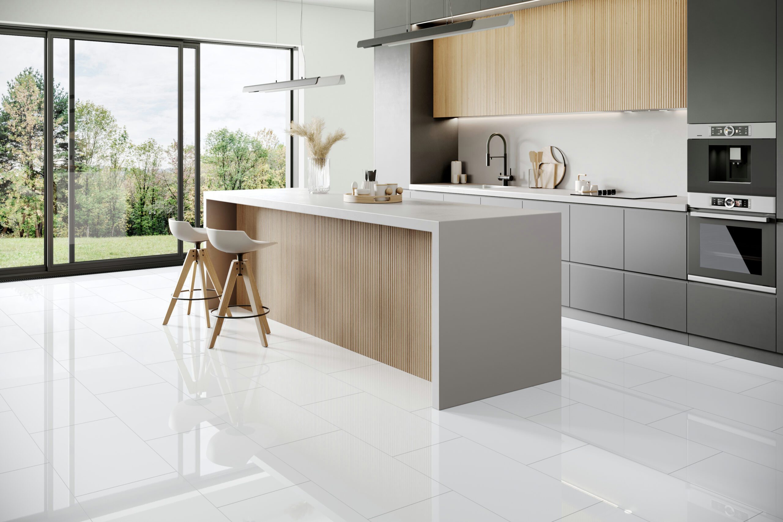 FALQUON GmbH Laminat Stone 2.0 Fliese - 810 x 400 x 8 mm - hochglänzend -, Packung, In 1 Packung: 8 Paneele - 2,592 m², 1 Packung: 8 Paneele - 2,592 m²