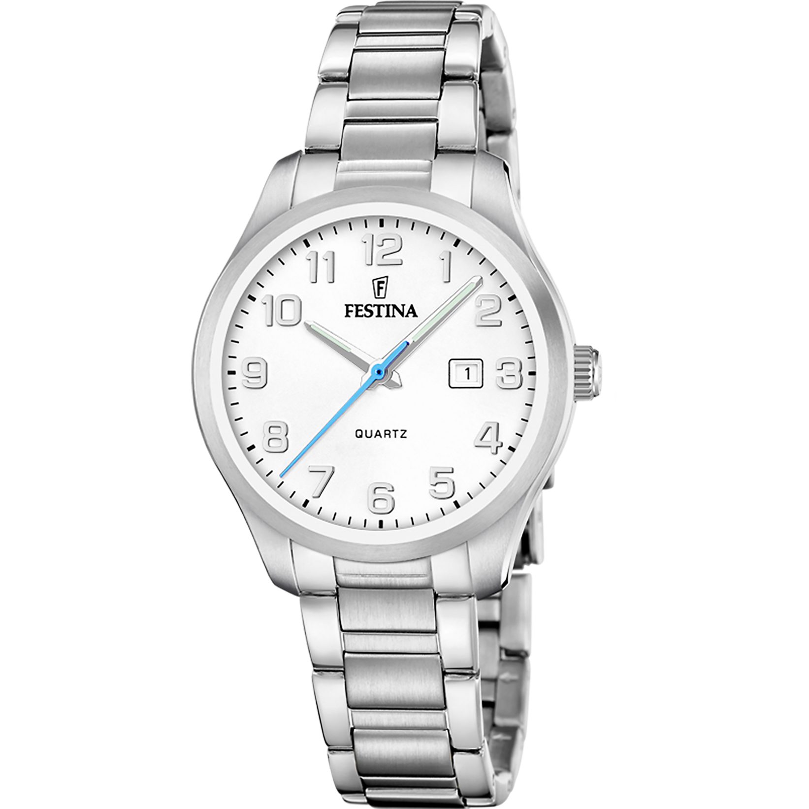 Festina Quarzuhr Classic Steel F20737/1, Armbanduhr, Damenuhr, Edelstahlarmband, analog, Tag