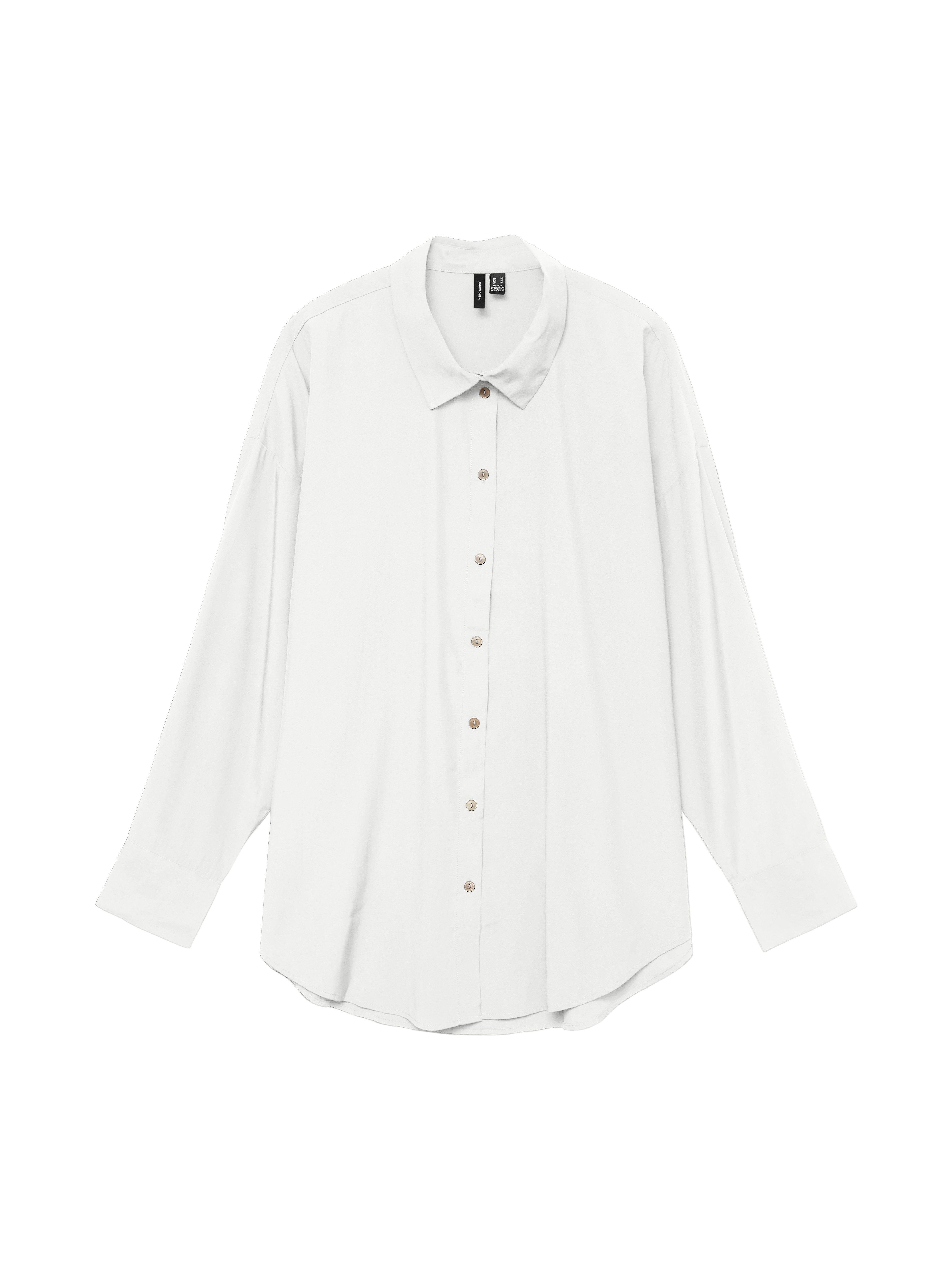 VERO MODA Vmnora LS - Maglietta Oversize Wvn Ga Noos, Bianco, M