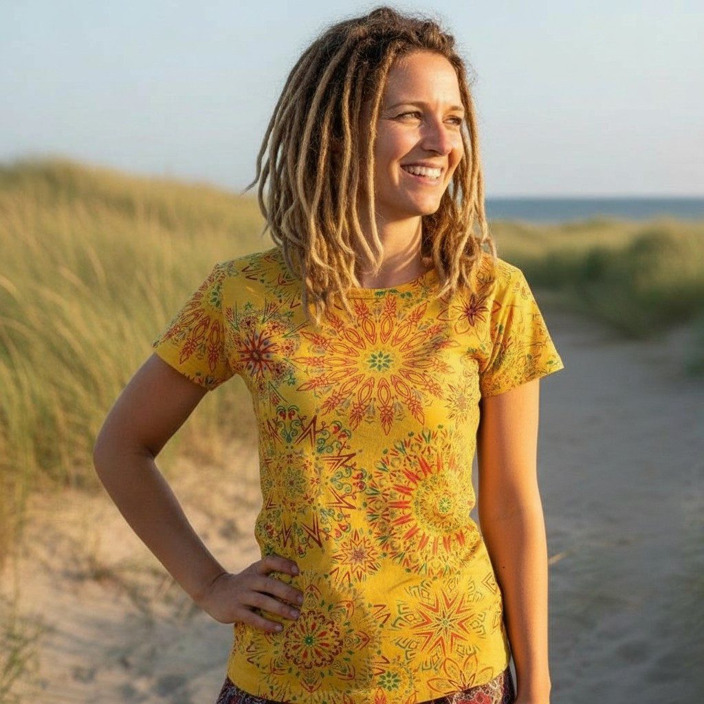 Guru-Shop T-Shirt Boho T-Shirt mit Mandaladruck, bedrucktes.. Festival, Eth günstig online kaufen