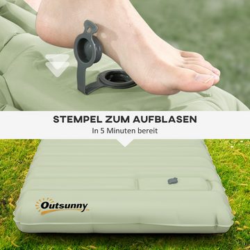 Outsunny Luftmatratze Camping Isomatte mit Fußpumpe, (Schlafmatte, 1-St., Luftbett), mit Tragetasche für Camping, bis 80 kg belastbar, Grün