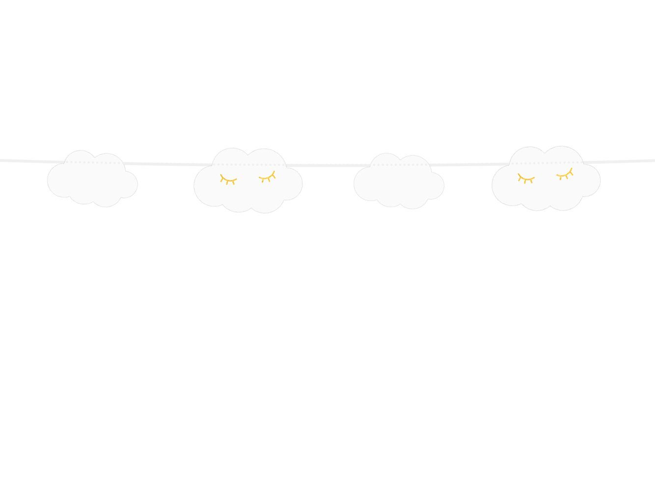 partydeco Girlande, Girlande Wolken aus Papier 5,5x145cm weiß