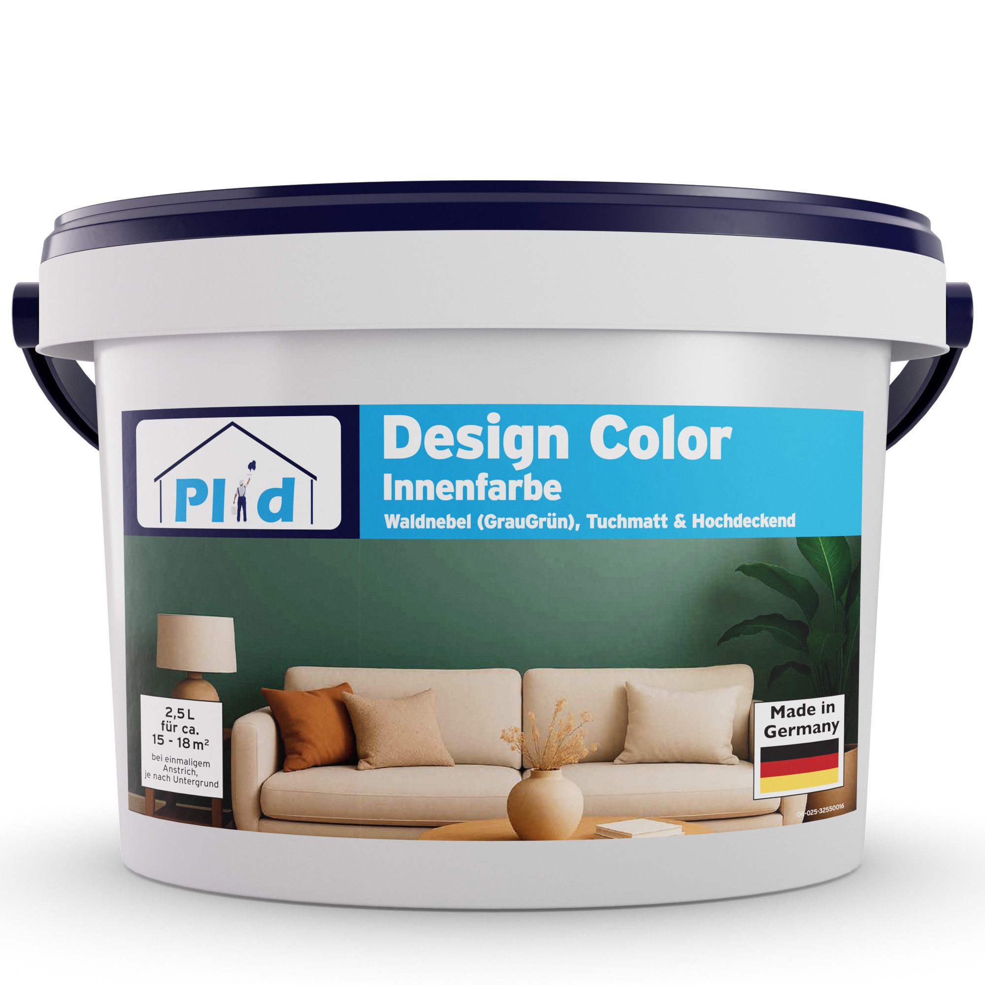 plid Wandfarbe Wandfarbe Matte 2.5L für ca. 18m² - Bunte Wand Designcolor Innenfarbe, Hochdeckend, Geruchsarm, Schnelltrocken