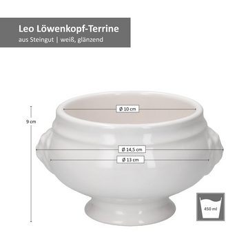 MamboCat Suppenschüssel 12x LEO Löwenkopf-Terrinen 450ml weiß, Steingut