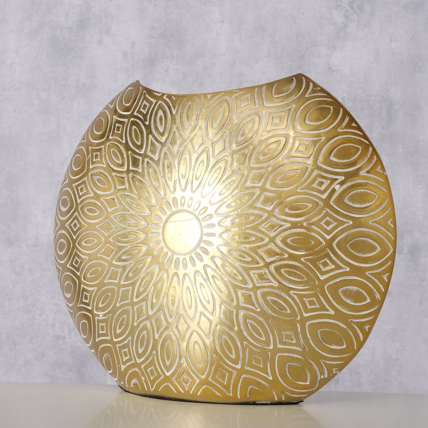 BOLTZE Dekovase "Valenca" aus Aluminium in gold, Vase Blumenvase
