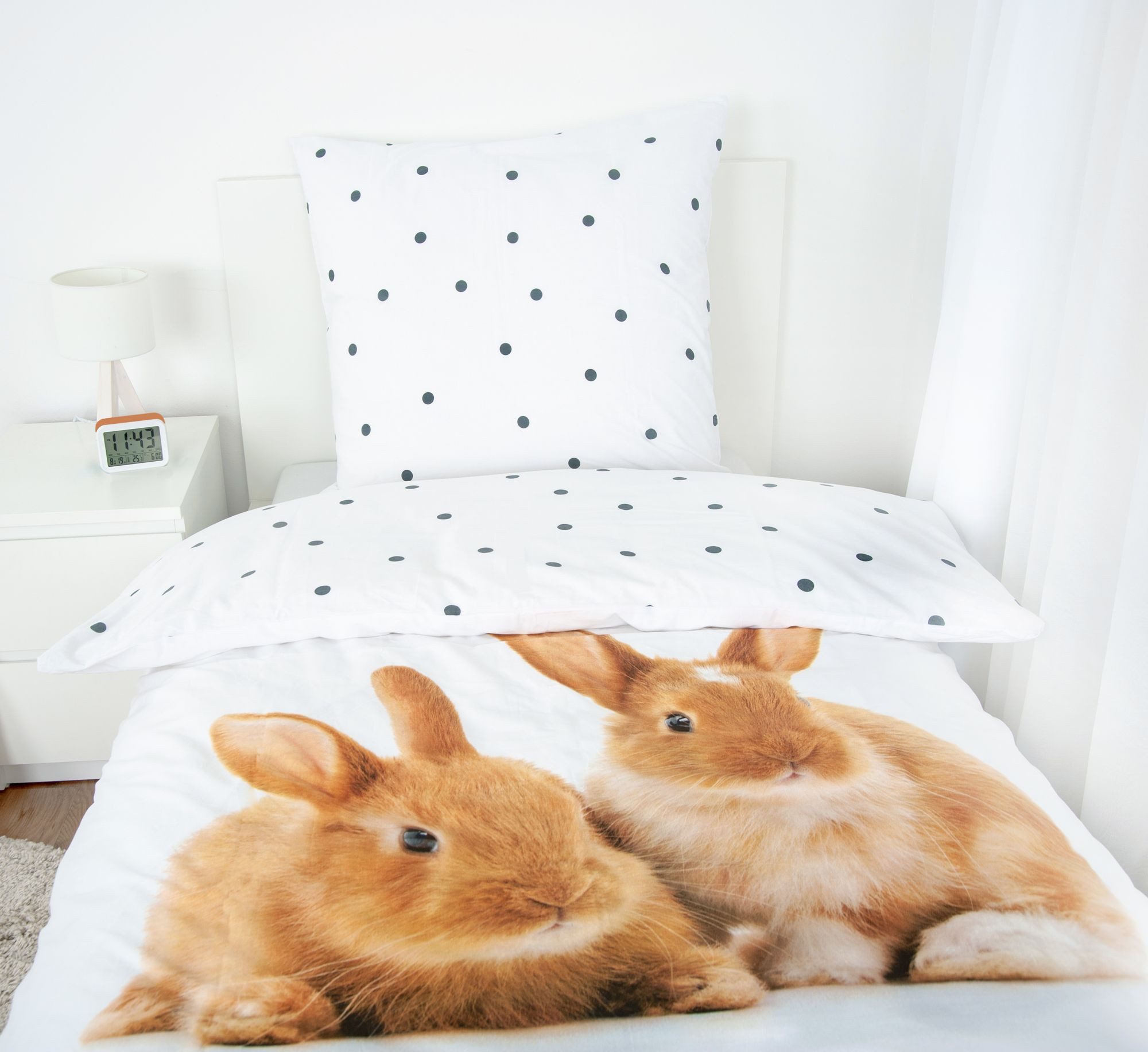 Herding Kinderbettwäsche Herding Bettwäsche mit Kaninchen 135 x 200cm 100%Baumwolle, 1 teilig, Langlebig