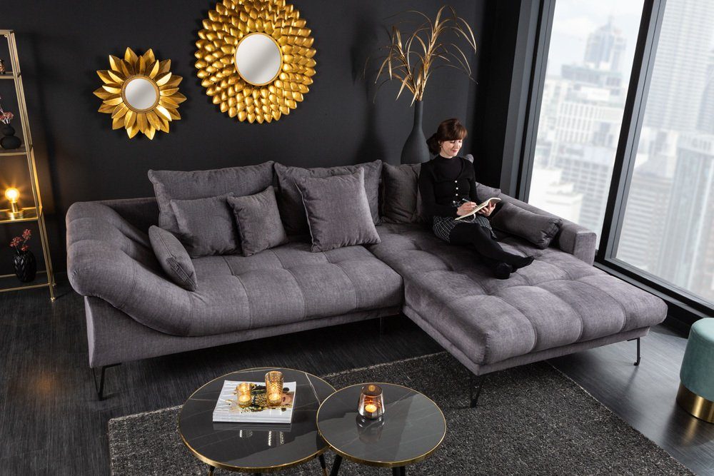 riess-ambiente Ecksofa EUPHORIA 310cm grau, 1 Teile, Wohnzimmer · Couch ·  Wohnlandschaft · Samt · Modern Design · XXL