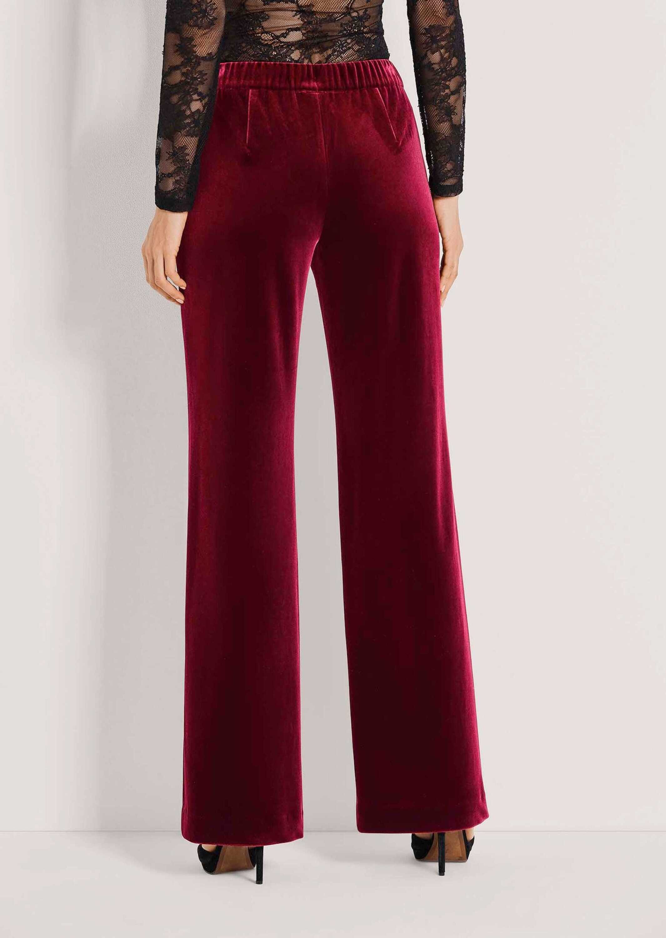 MADELEINE Stoffhose Weite Samthose mit elastischem Bund Elegante Hose aus geschmeidigem Samt mit Komfortbund und Taschen