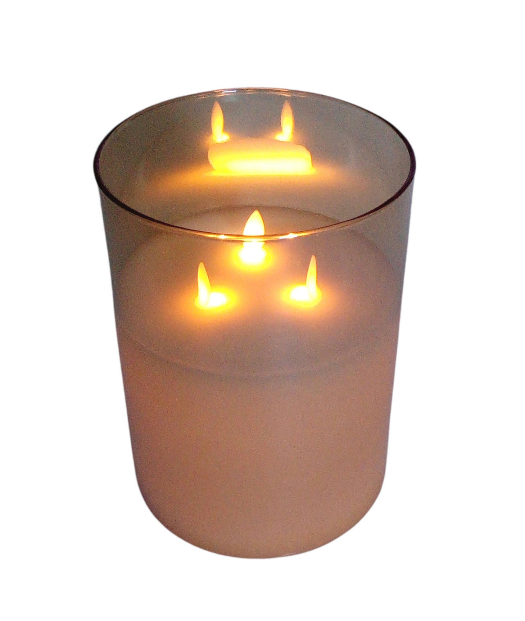 Kugelleuchte LED Glas-Windlicht 15x20cm mit Flackerlicht Wachskerze Weihnachtskerze