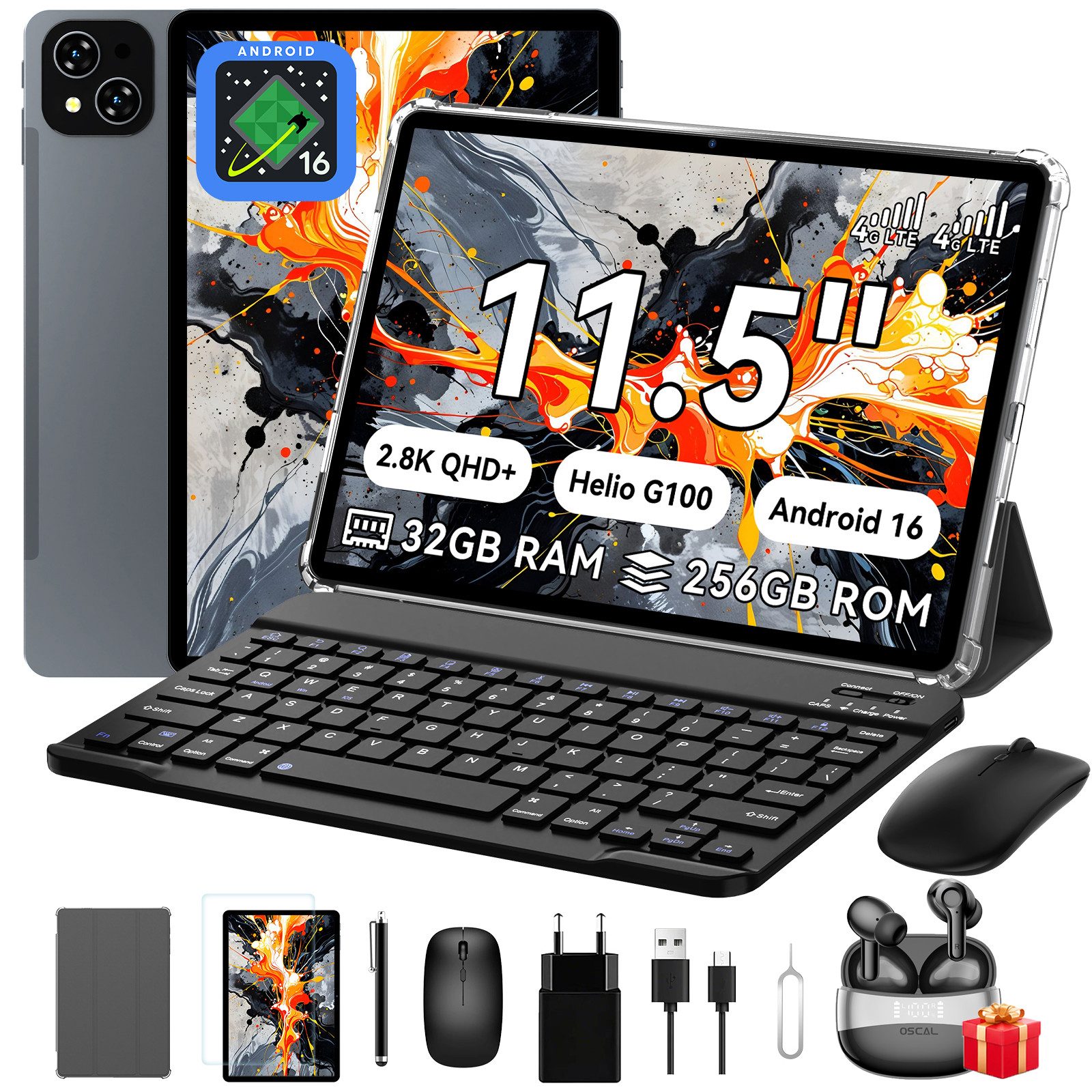 KOBONA 11,5 Zoll T12Pro Android 16, 8+256GB, 8000mAh, 2,8K QHD+ BOE Tablet (12,2", 256 GB, Android 16, 4G(LTE), 8000mAh, octa-core, 32(8+24)GB, Gemini KI)