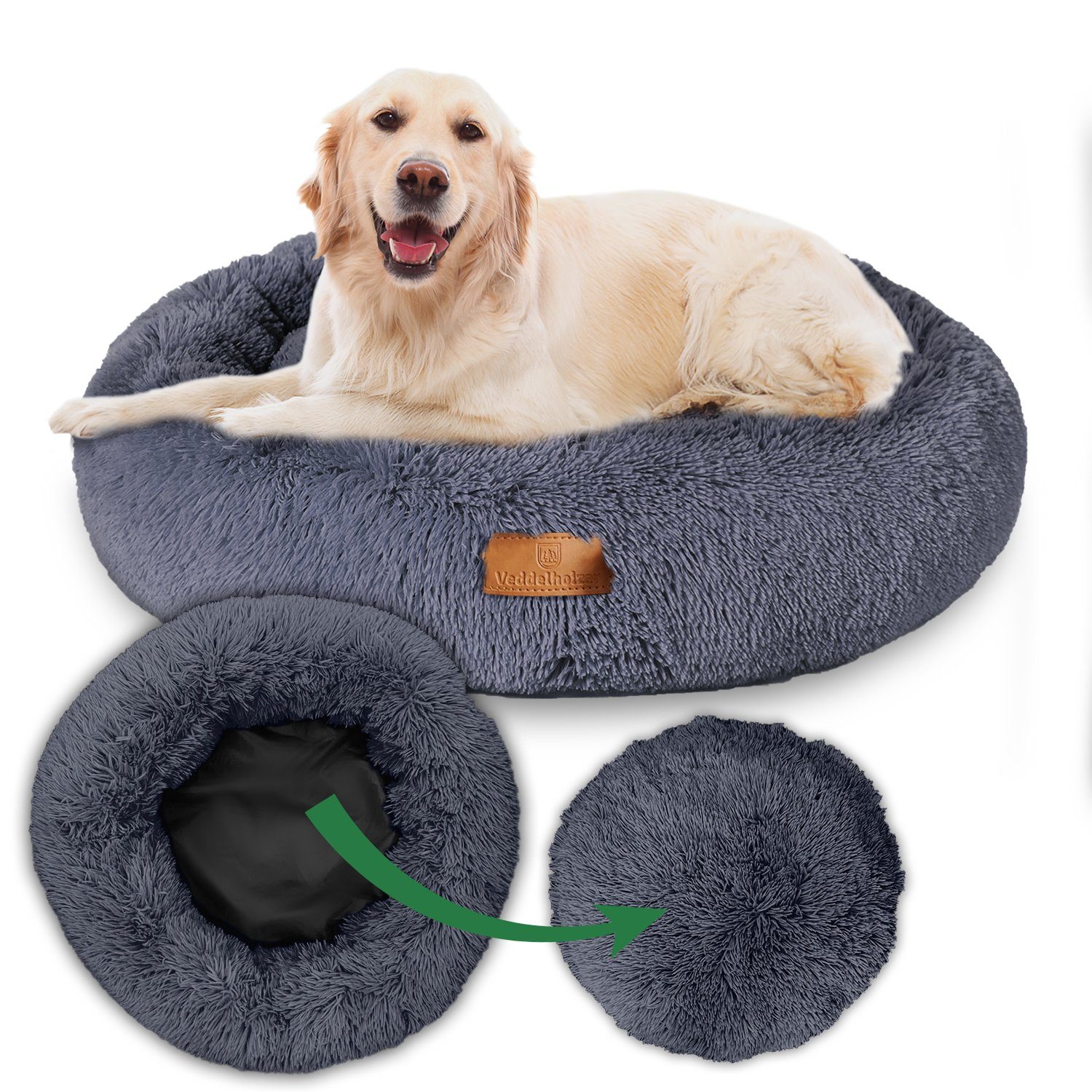 Tierbett Ø 60 cm (S) Hell & Dunkelgrau Hundebett Katzenbett Hundekissen