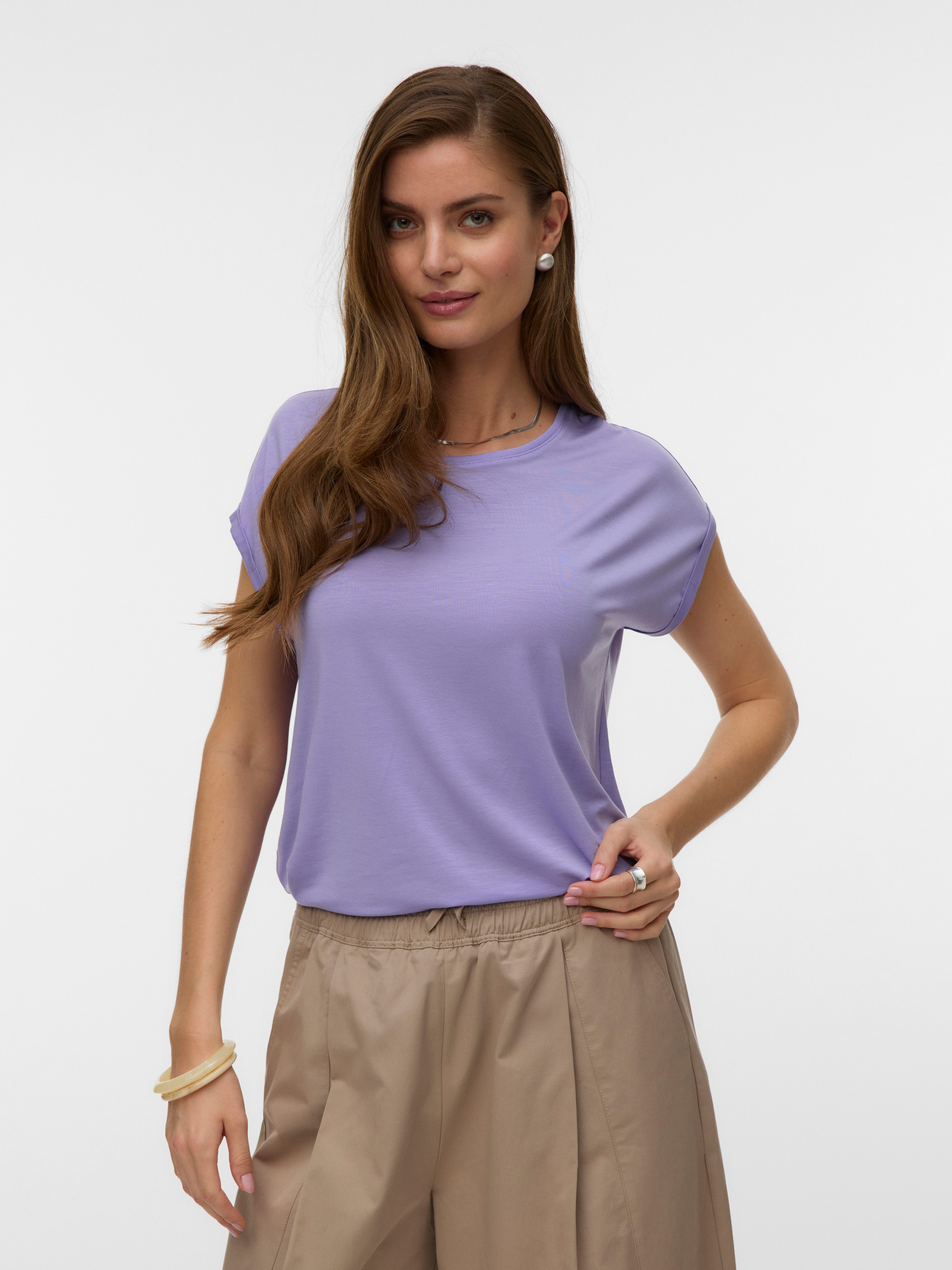 Vero Moda T-Shirt VMAVA PLAIN SS TOP JRS NOOS Materialmix, regular fit