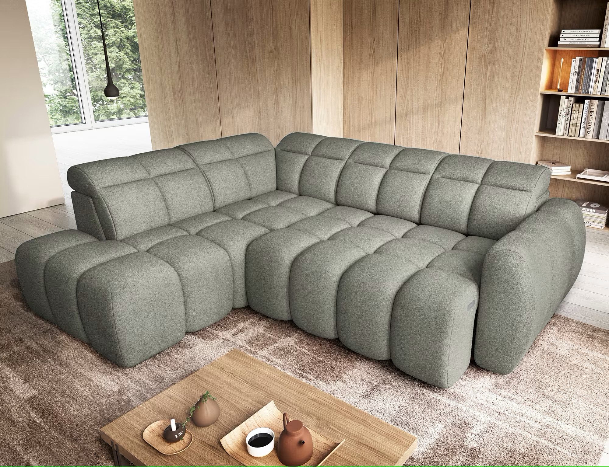Eltap Ecksofa Falconn, mit elektrischem Sitzvorschub und Bettkasten