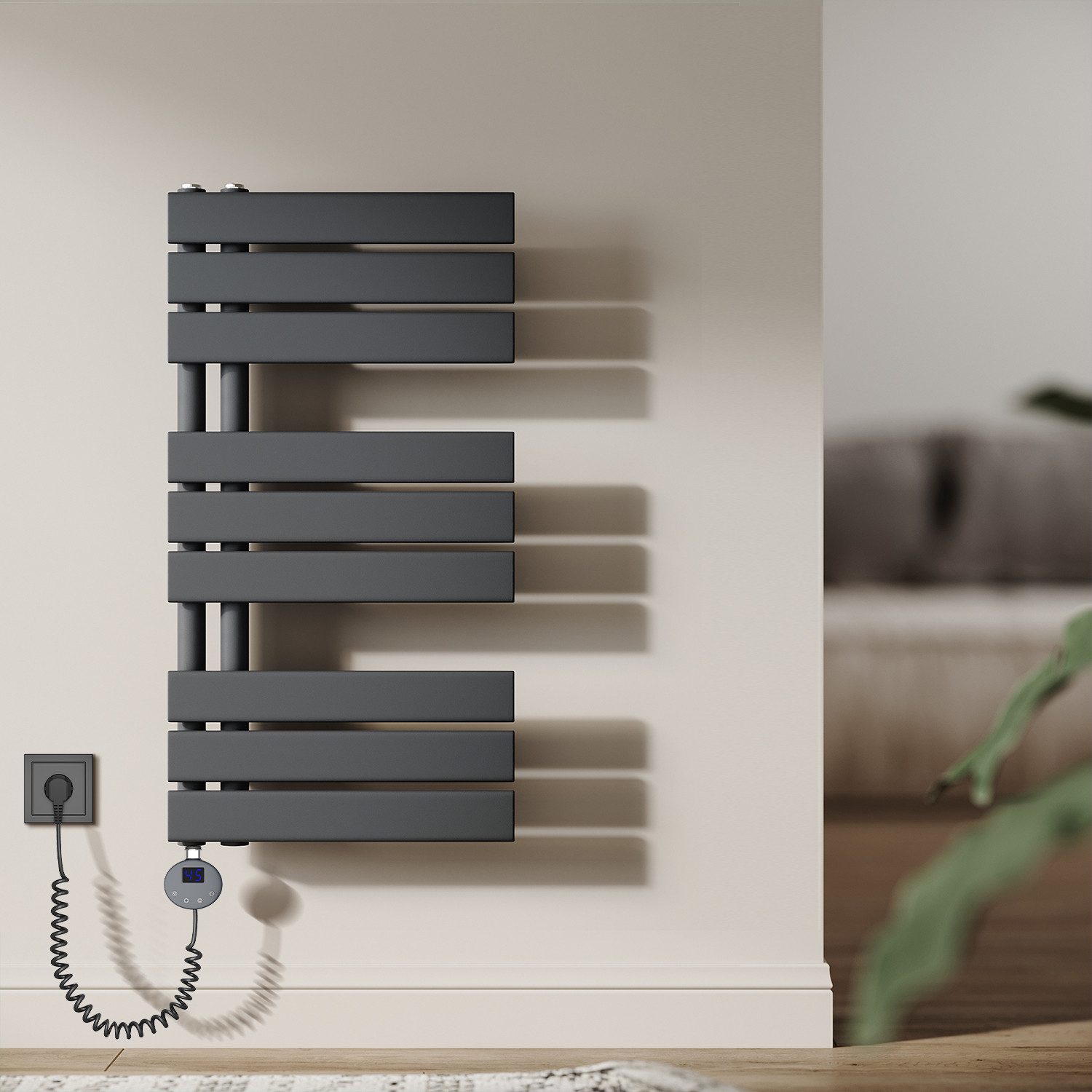 SONNI Designheizkörper Handtuchheizkörper Elektrisch, programmierbarer Zeit und Temperatur