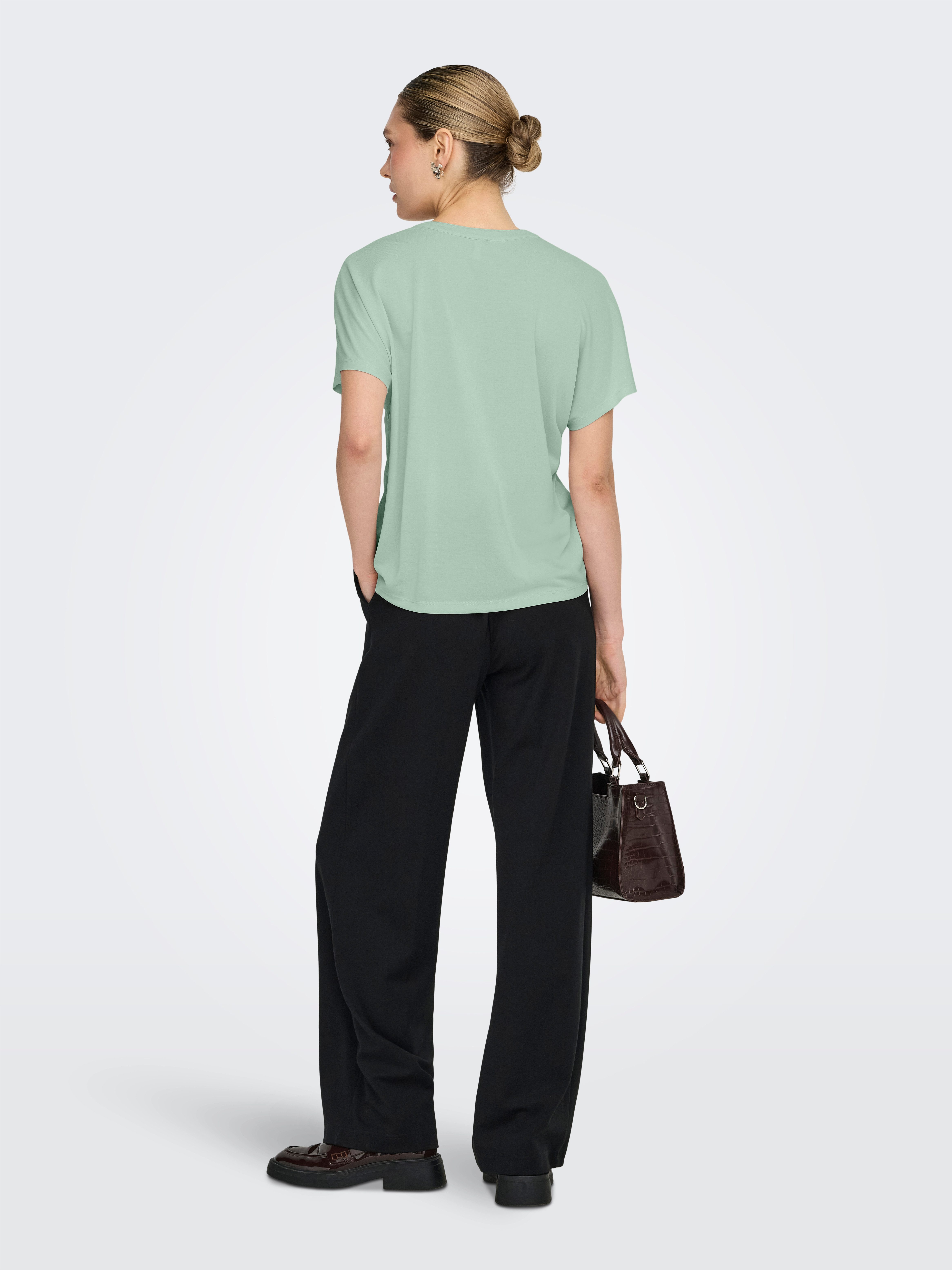 ONLY Kurzarmshirt ONLFREE LIFE S/S SPLIT TOP JRS Materialmix, regular fit