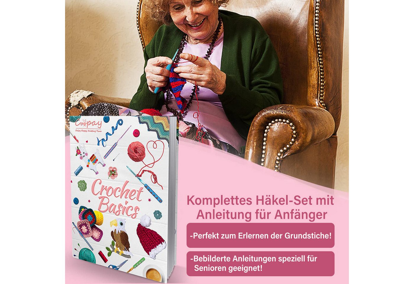 Thumbnail - RWEUOQ Häkelnadeln Häkelset für Anfänger 71 Stück mit Tasche Wolle Häkelnadeln, mit Strickzubehör und Garn, Komplette An...