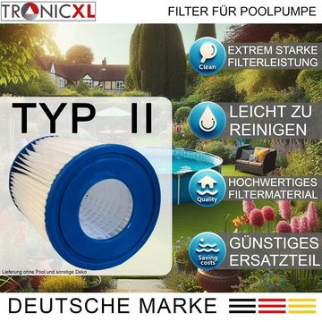 TronicXL Pool-Filterkartusche 6x Filter Pool für Bestway Typ II 2 Ersatztfilter für Flowclear 58094, Zubehör für Z.B. für Flowclear 58383 58386 58094 58117 58386GS Pumpen Pool 530/800 gal/h, Z.B. für Flowclear 58383 58386 58094 58117 58386GS Pumpen